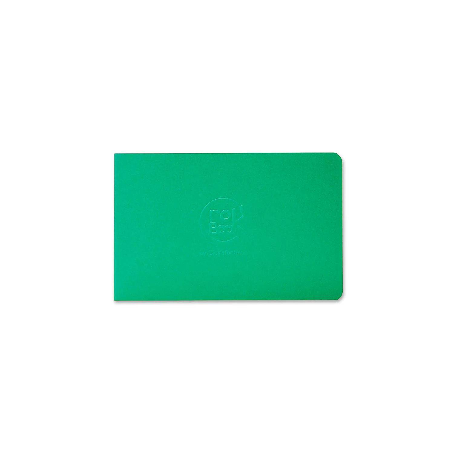 Einfache grüne rechteckige Karte oder Notizbuchcover mit abgerundeten Ecken auf weißem Hintergrund.