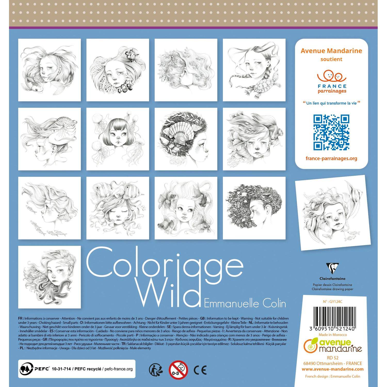 Avenue Mandarine 5x Malbuch Wild 6 - Blau GY124C