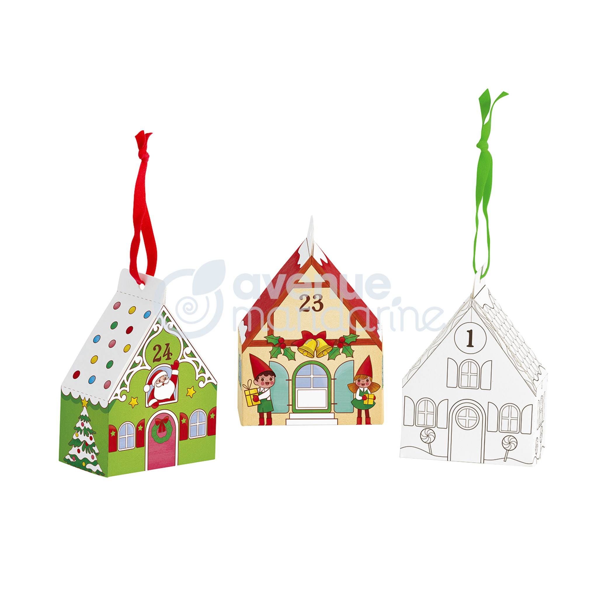 Avenue Mandarine 5x Graffy Christmas, Adventskalender zum Ausmalen - Rot GY123C