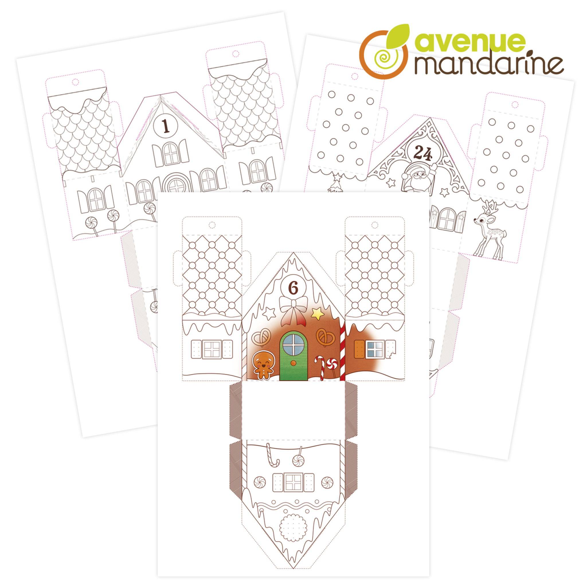 Avenue Mandarine 5x Graffy Christmas, Adventskalender zum Ausmalen - Rot GY123C