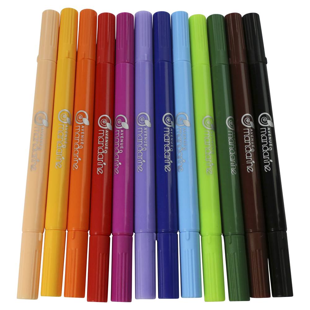 Avenue Mandarine 10x Packung 12x Filzstiften mit Doppelspitze Mehrfarbig CC031O