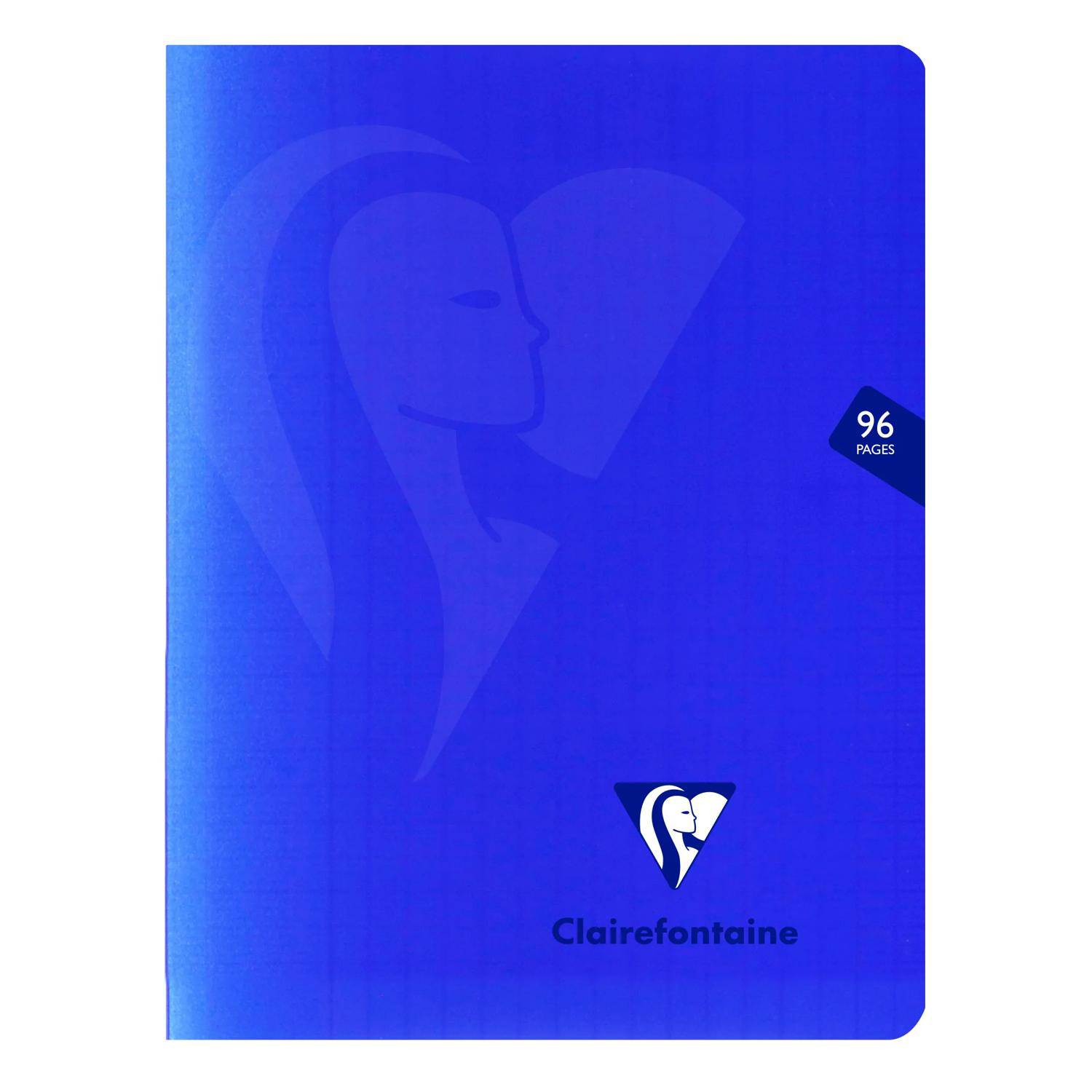 Blauer Clairefontaine-Notizbucheinband mit abstraktem Profilschatten und „96 Seiten