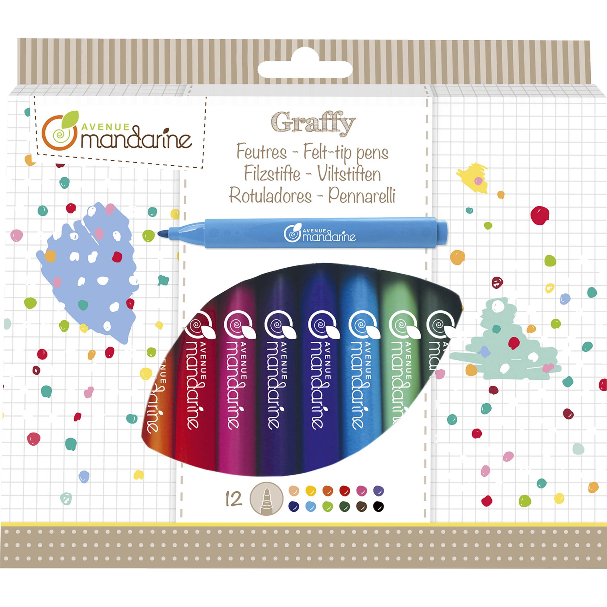Avenue Mandarine 10x Packung mit 12 Filzstiften - Mehrfarbig CC030O