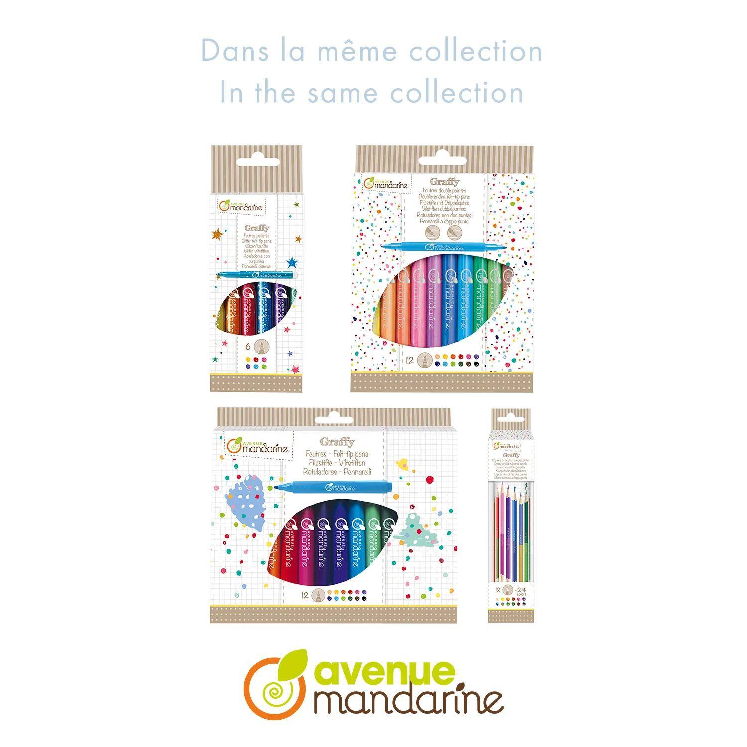 Avenue Mandarine 10x Packung 12x Filzstiften mit Doppelspitze Mehrfarbig CC031O