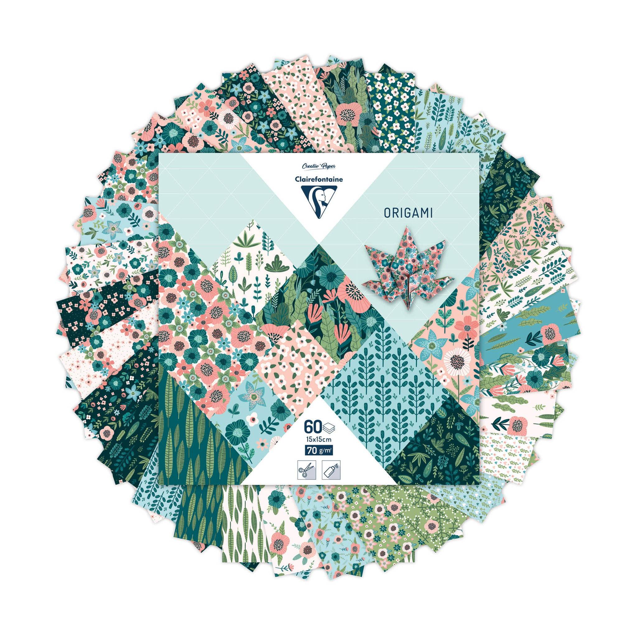 Clairefontaine 5x Origami, Pkg 60 Bl 70g, 15x15 cm, Herbarium Mehrfarbig 95372C