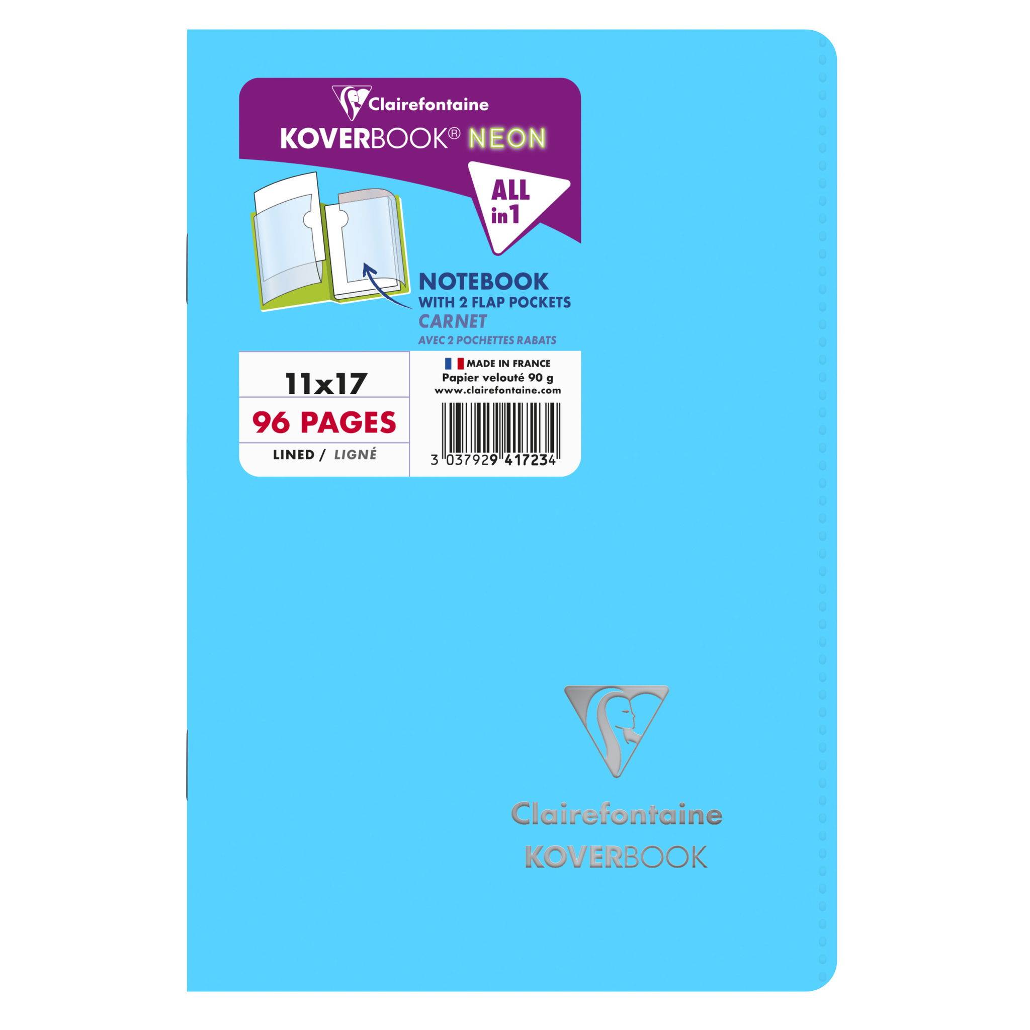 Clairefontaine 10x Neon Notizheft 24x32cm, 48 Blatt liniert - Sortiert 941723C