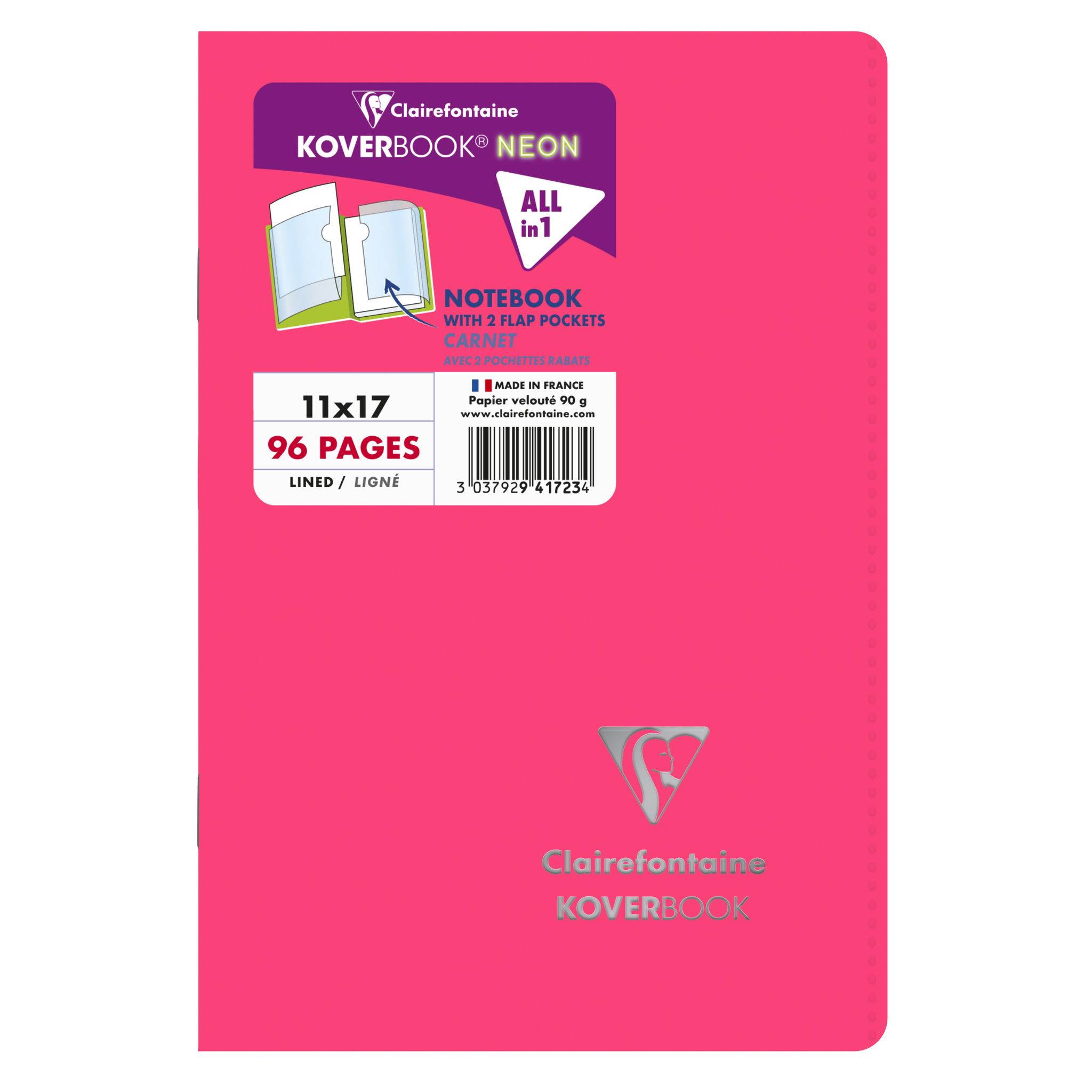 Clairefontaine 10x Neon Notizheft 24x32cm, 48 Blatt liniert - Sortiert 941723C