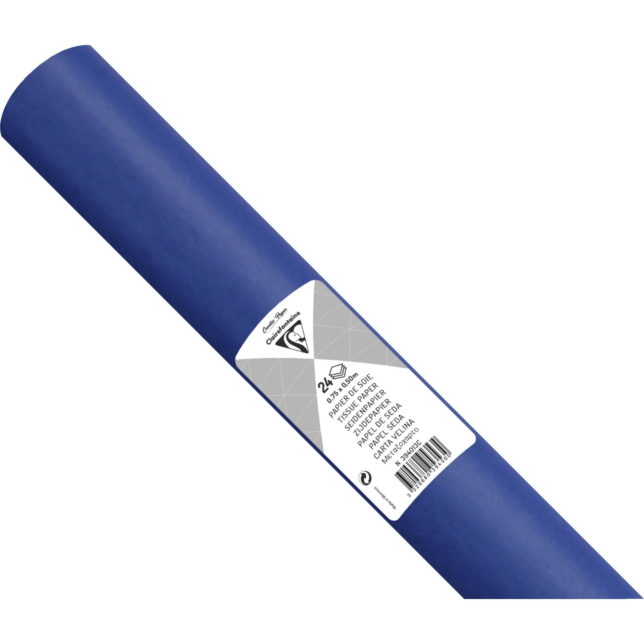 Clairefontaine 5x Seidenpapier Rolle 24 Bogen 18g/m2 50x75cm Tiefblau 394013C