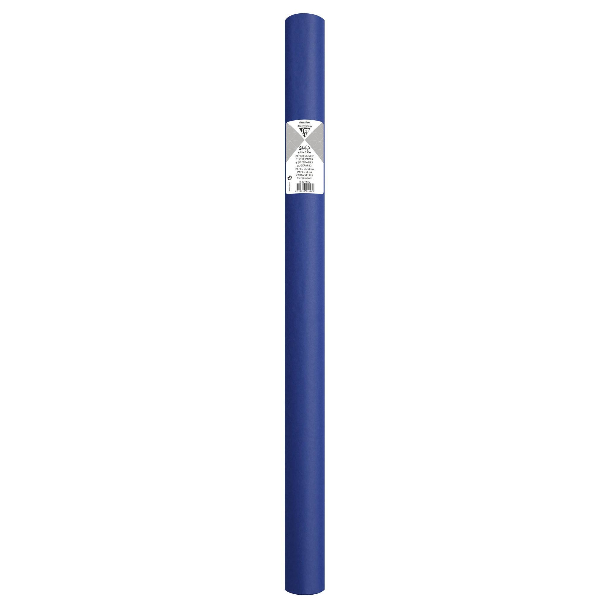 Clairefontaine 5x Seidenpapier Rolle 24 Bogen 18g/m2 50x75cm Tiefblau 394013C
