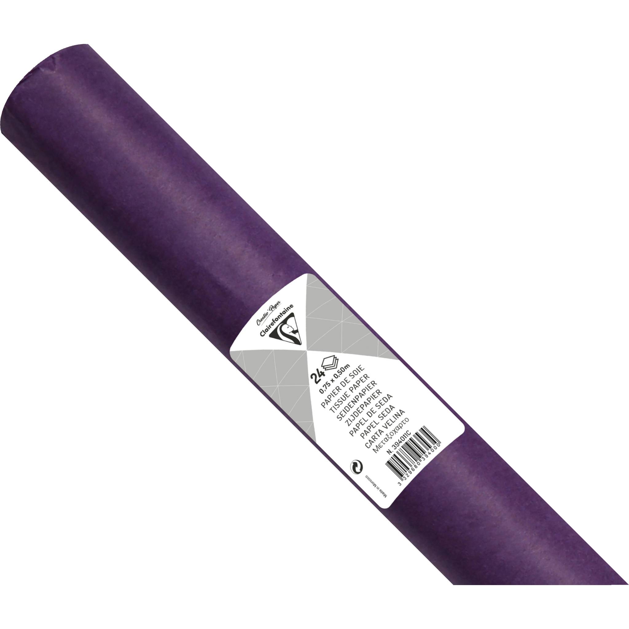 Clairefontaine 5x Seidenpapier Rolle 24 Bogen 18g/m2 it 50x75cm Violett 394011C