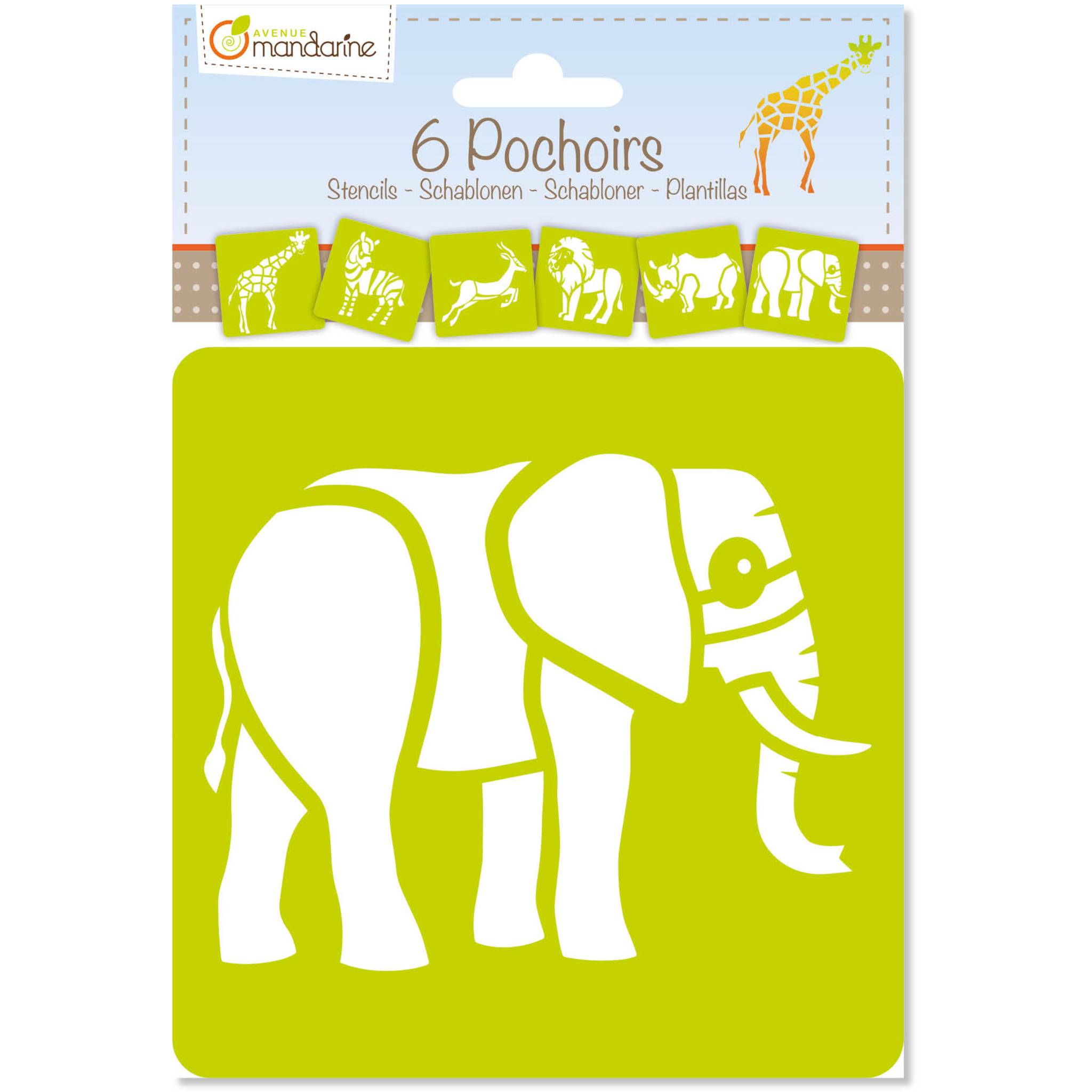 Avenue Mandarine 3x 6 tlg Schablonenset für Kinder Tiere Savanne Orange 42442MD