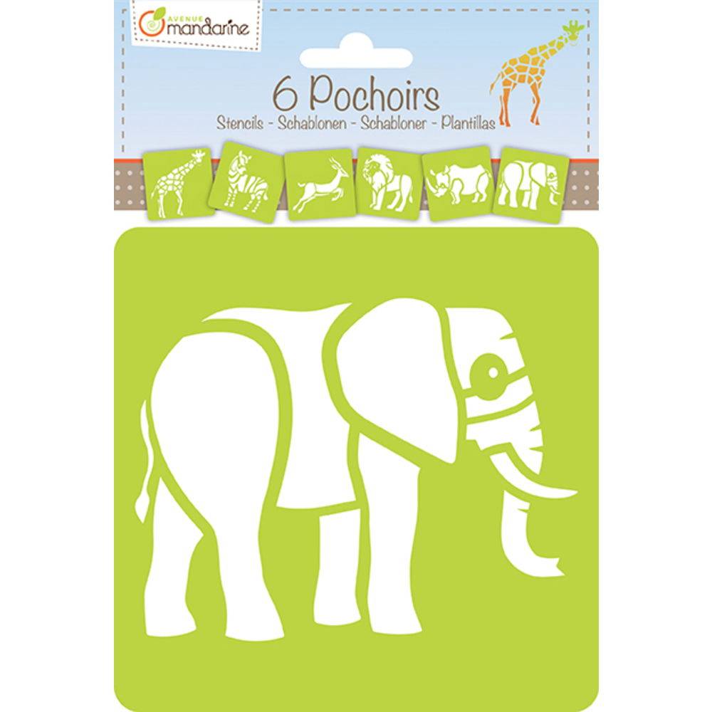 Avenue Mandarine 3x 6 tlg Schablonenset für Kinder Tiere Savanne Orange 42442MD