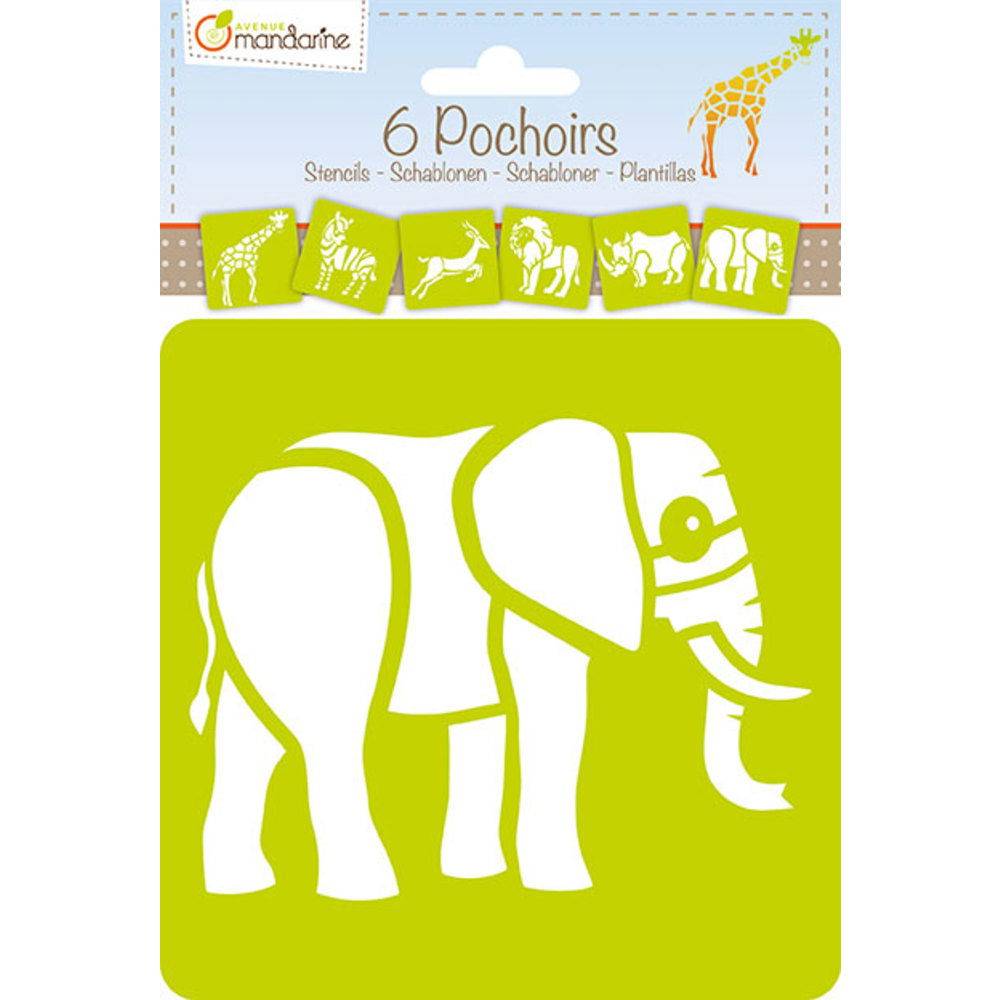 Avenue Mandarine 3x 6 tlg Schablonenset für Kinder Tiere Savanne Orange 42442MD