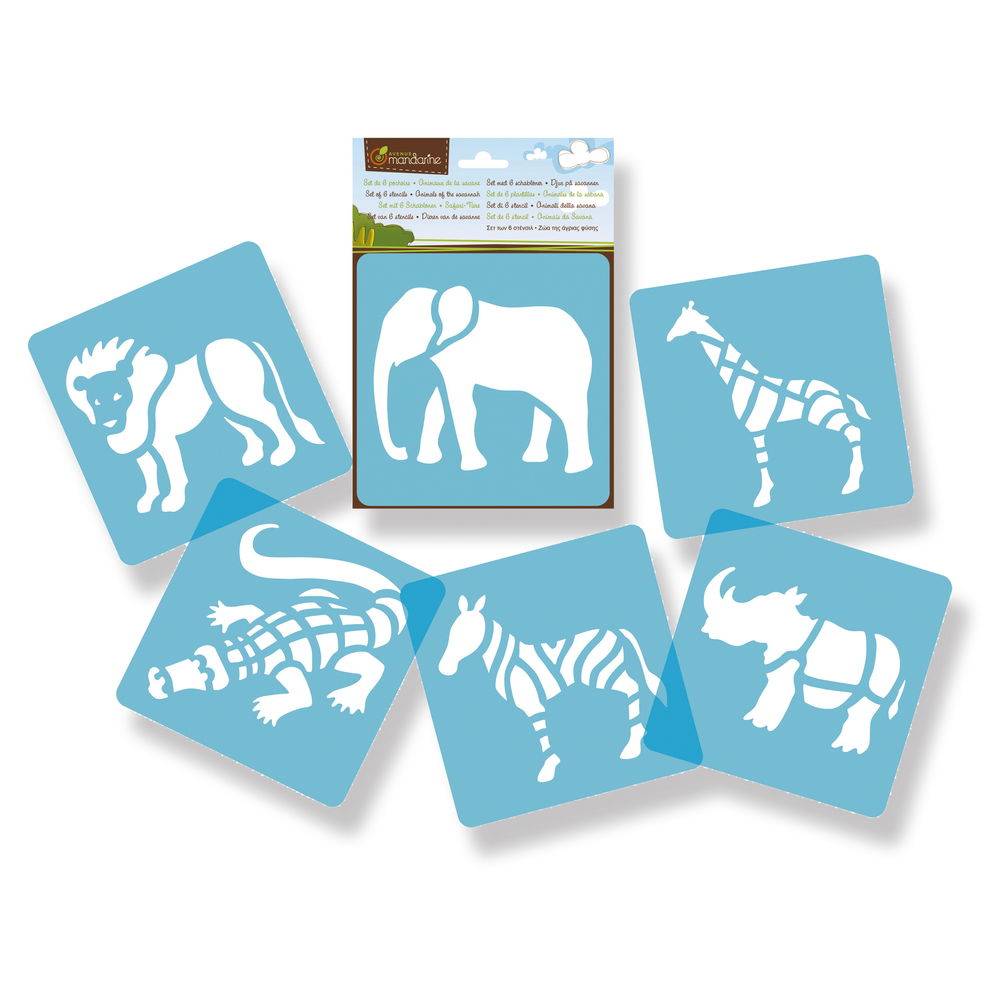 Avenue Mandarine 3x 6 tlg Schablonenset für Kinder Tiere Savanne Orange 42442MD