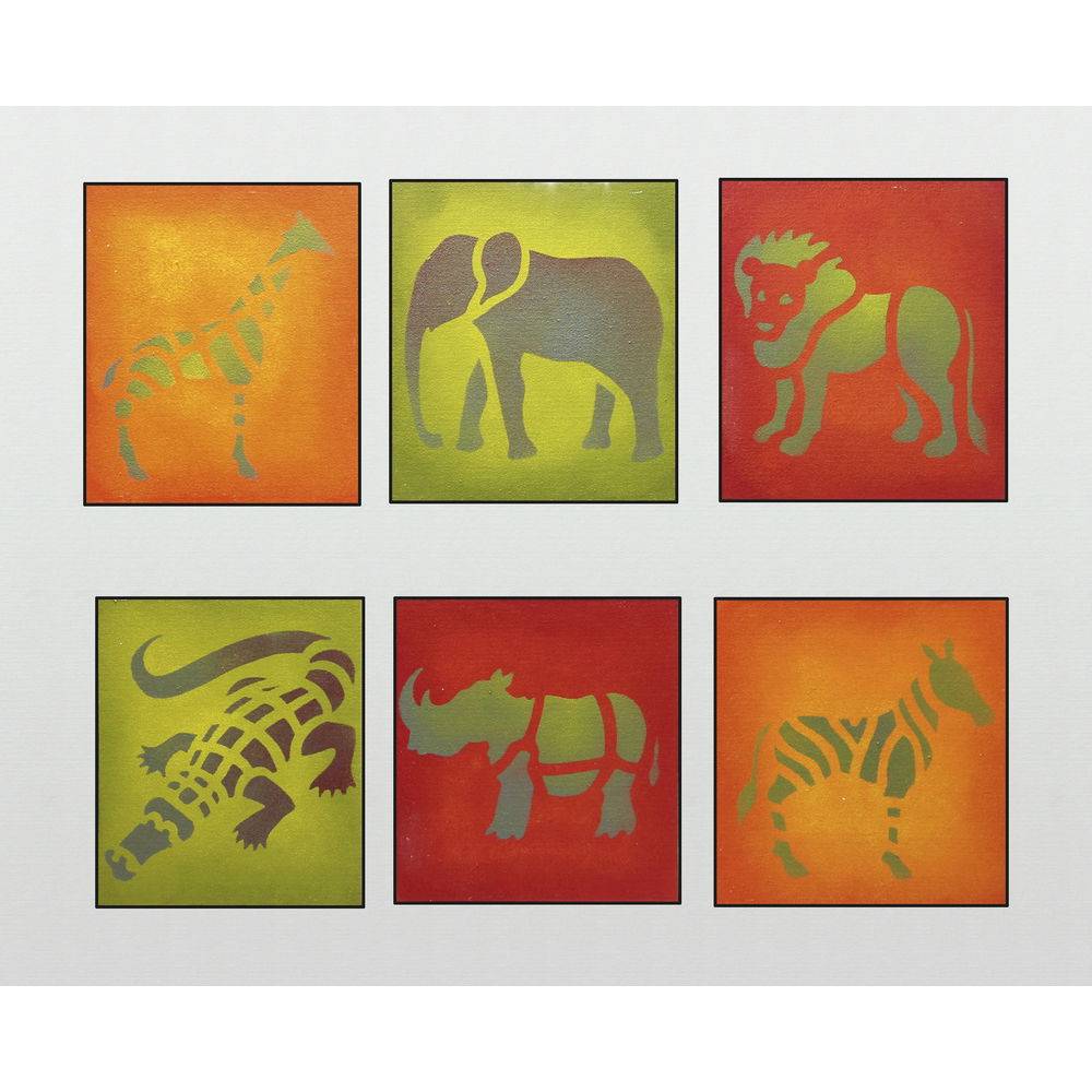 Avenue Mandarine 3x 6 tlg Schablonenset für Kinder Tiere Savanne Orange 42442MD