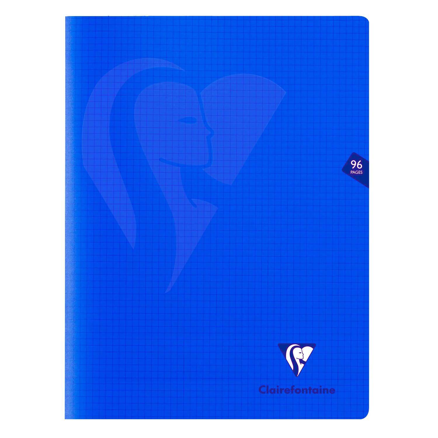 Blaues Clairefontaine-Notizbuch mit Herzgrafik und feinen Details, Etikett mit „96 Seiten