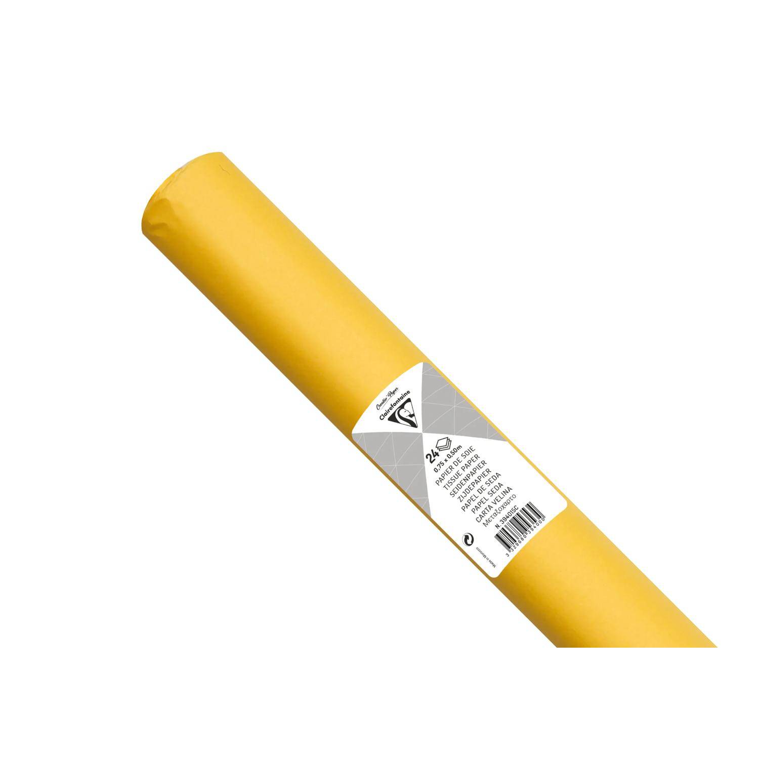 Clairefontaine 5x Seidenpapier Rolle 24 Bogen 50x75cm Zitronengelb 394015C