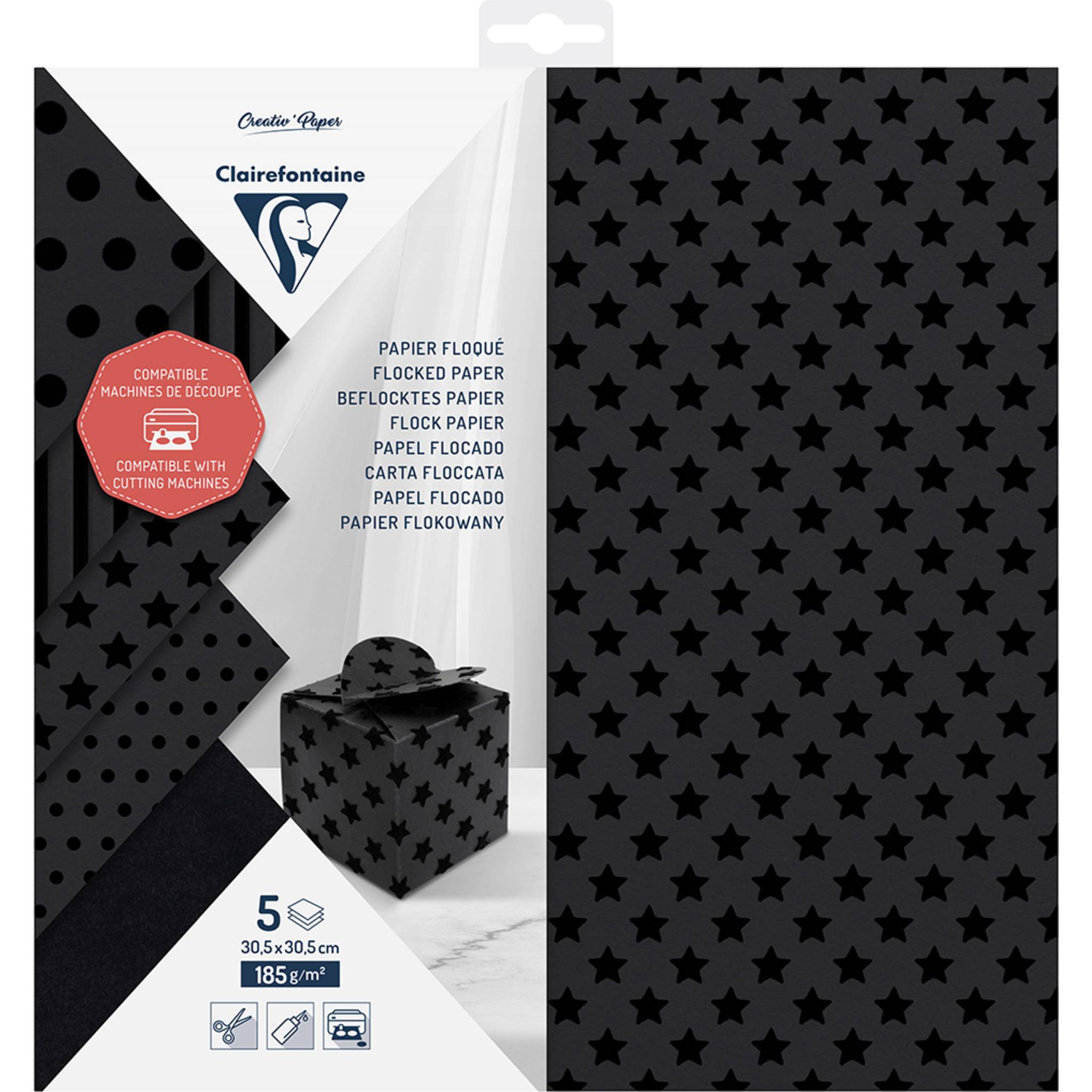 Clairefontaine 5x Bedr. Papier 5Bl 30,5x30,5 185g - 95734C