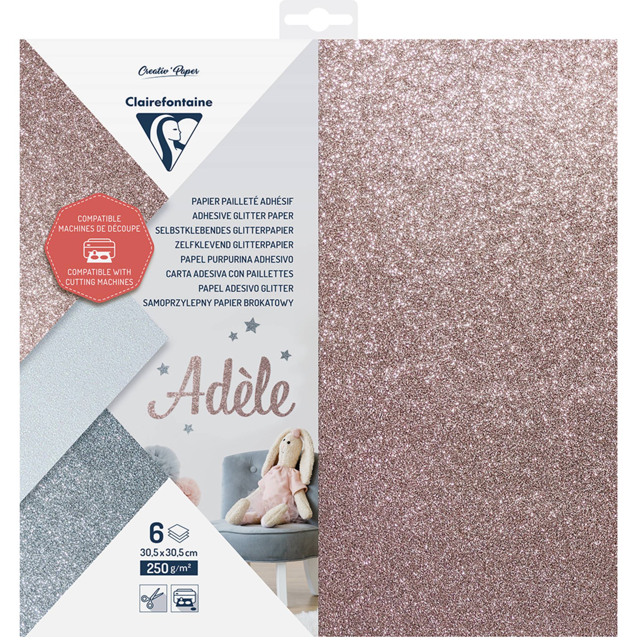 Clairefontaine 5x Glitzerklebepapier 6Bl 30,5x30,5 250g 5x - 95735C