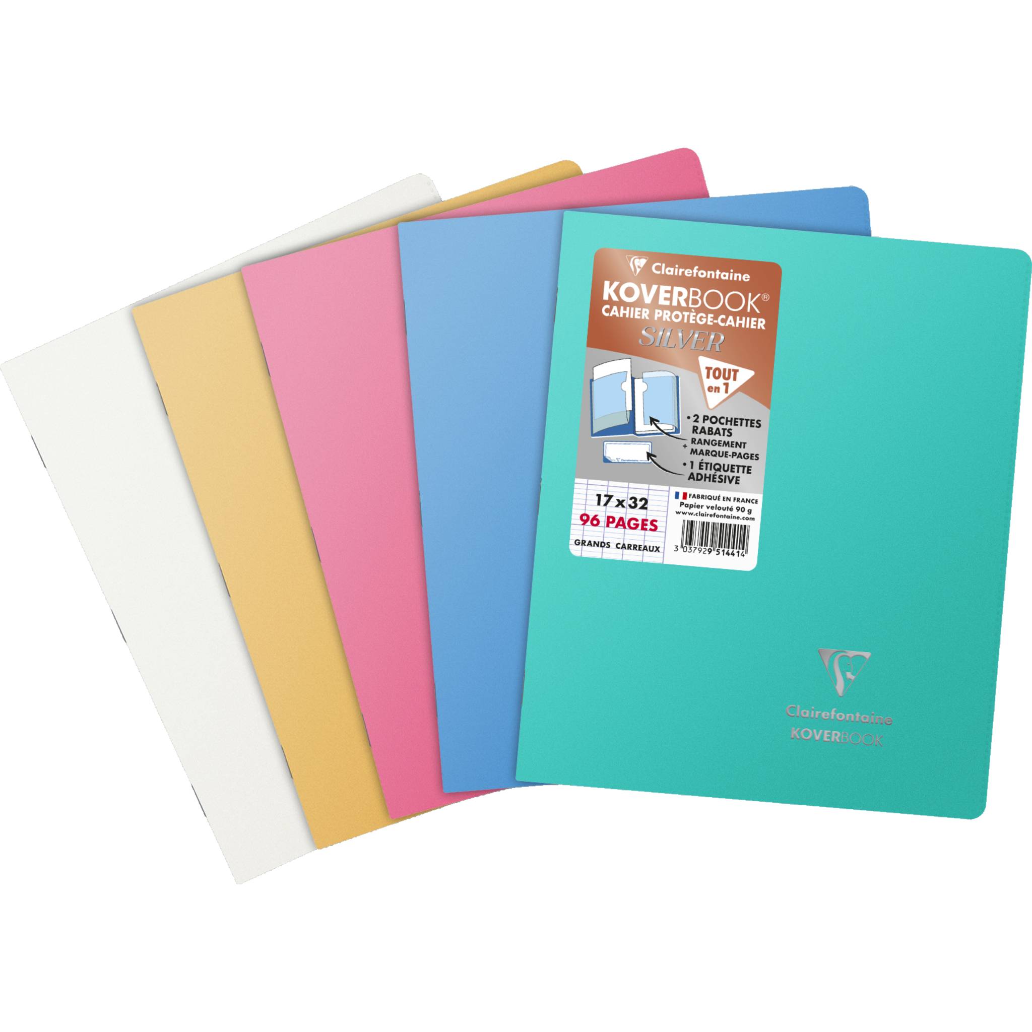Clairefontaine 10x Koverbook Silver 17x22 48 Blatt FR Lin. 951441C