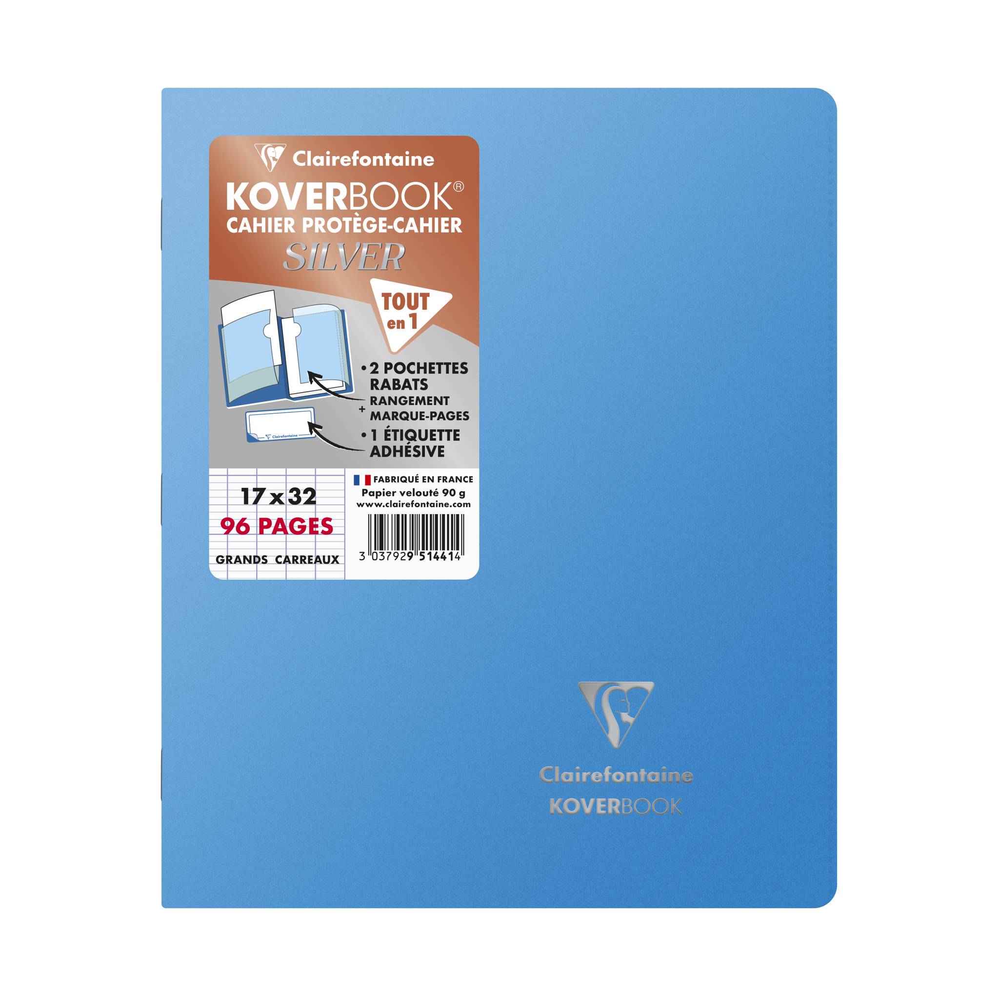 Clairefontaine 10x Koverbook Silver 17x22 48 Blatt FR Lin. 951441C