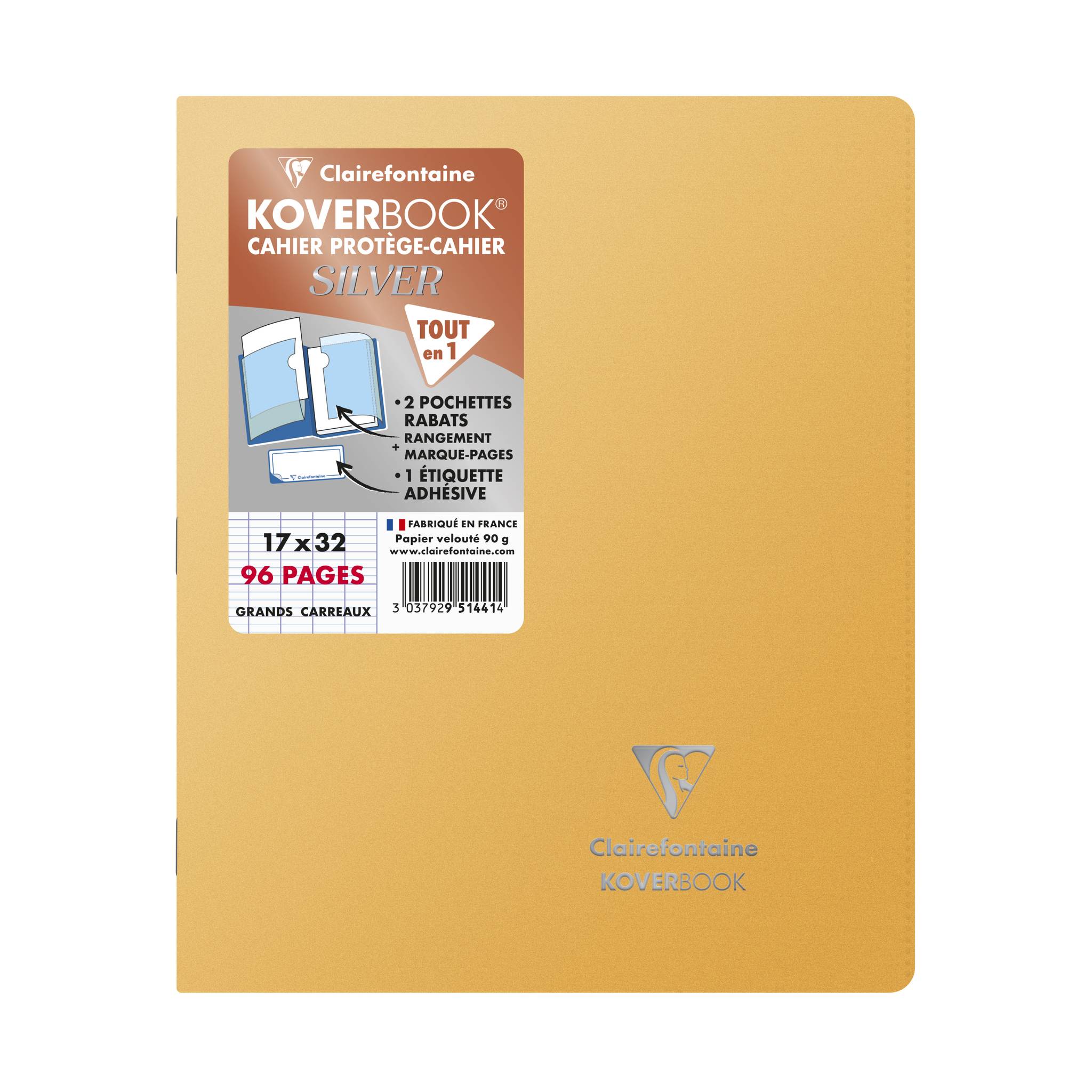 Clairefontaine 10x Koverbook Silver 17x22 48 Blatt FR Lin. 951441C