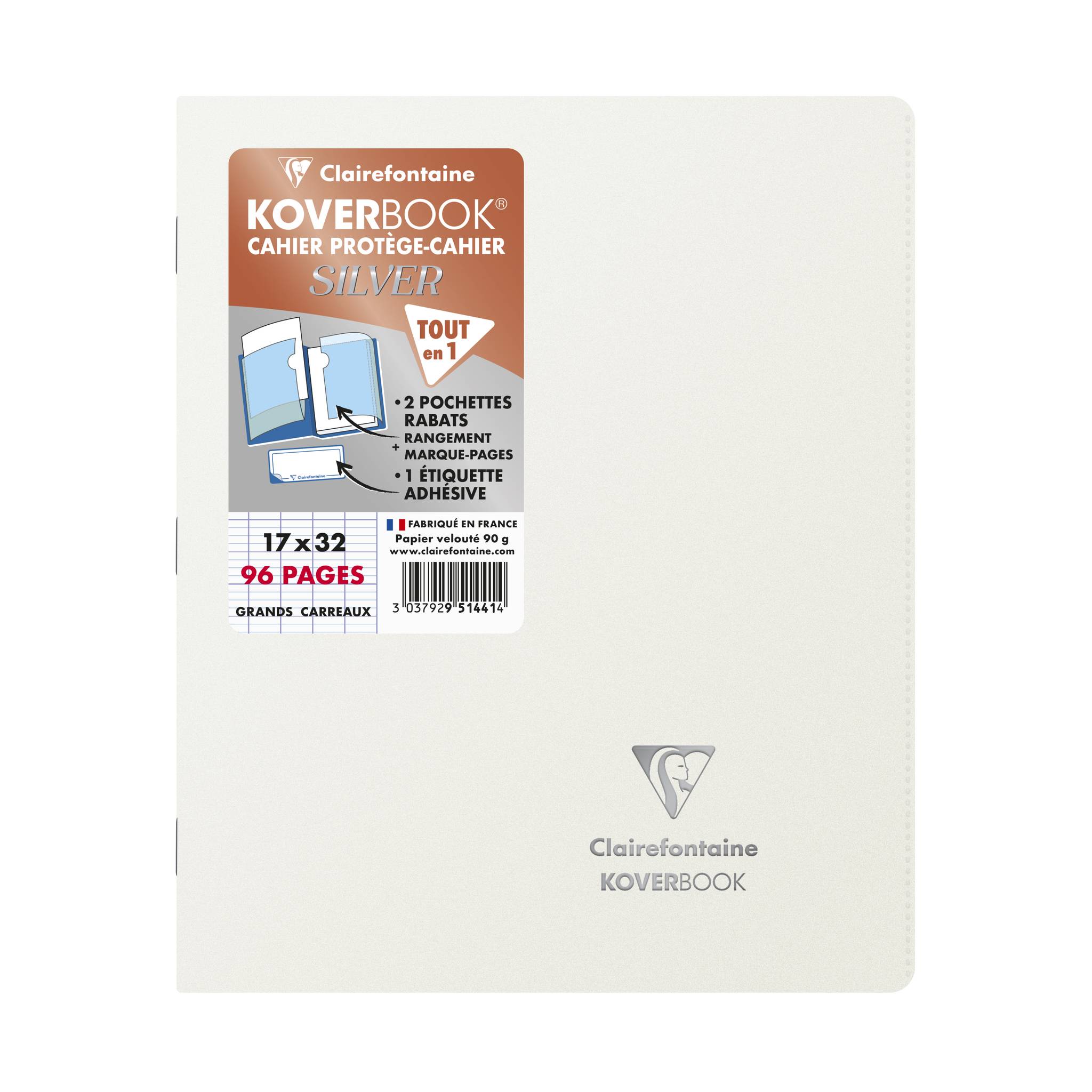 Clairefontaine 10x Koverbook Silver 17x22 48 Blatt FR Lin. 951441C