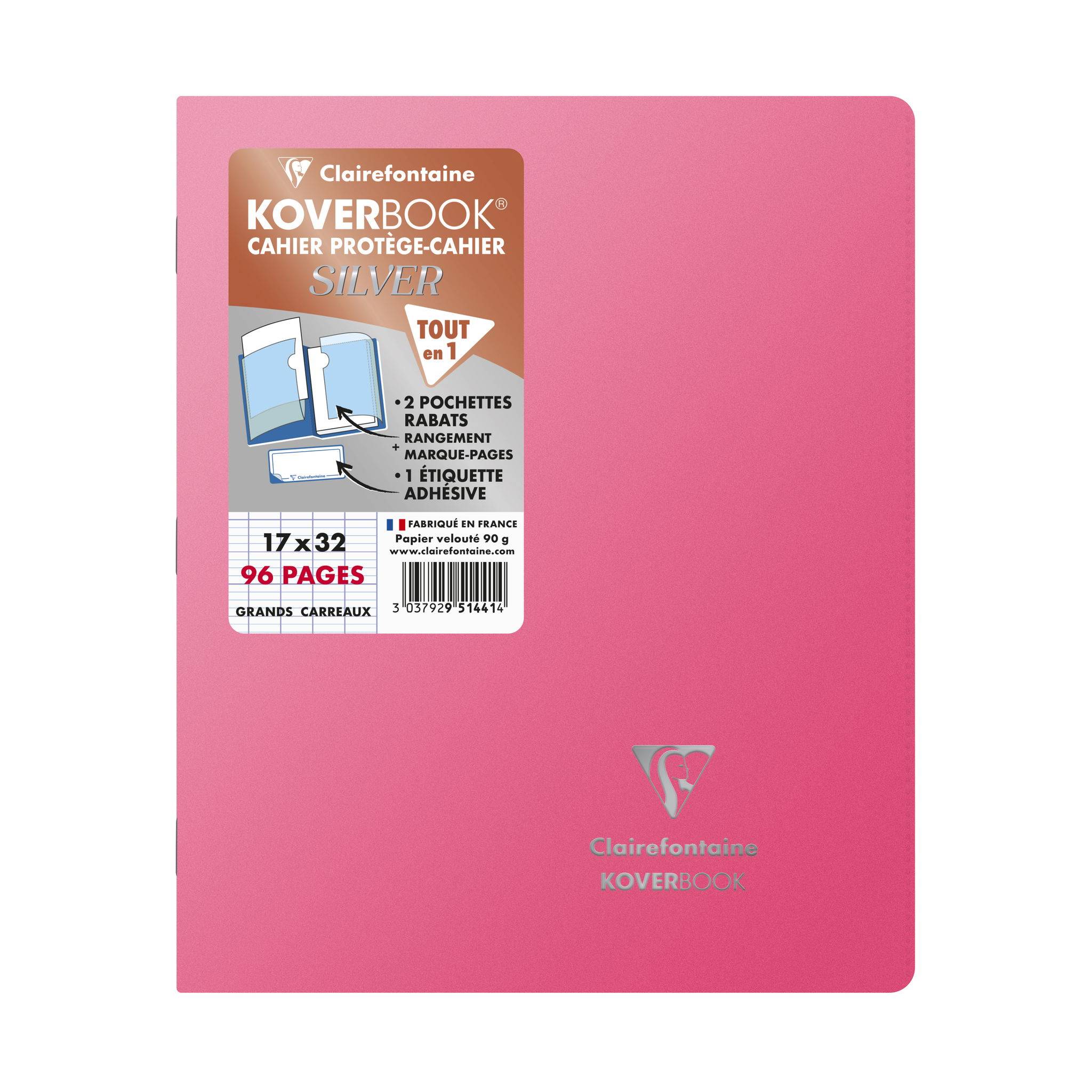 Clairefontaine 10x Koverbook Silver 17x22 48 Blatt FR Lin. 951441C