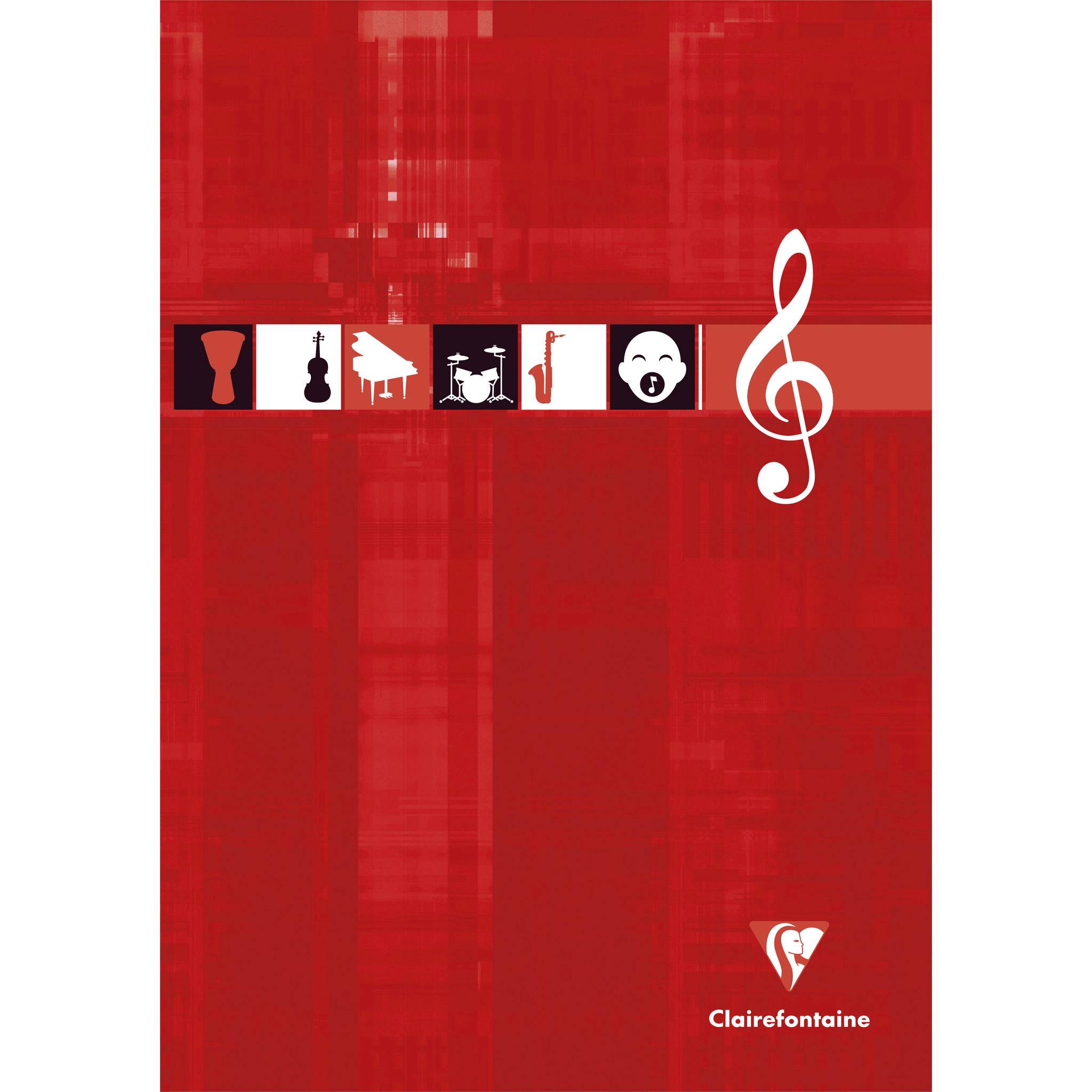 Clairefontaine 5x Notenblock A4, kopfseitig geheftet, 50 Bl 90g Sortiert 6157C