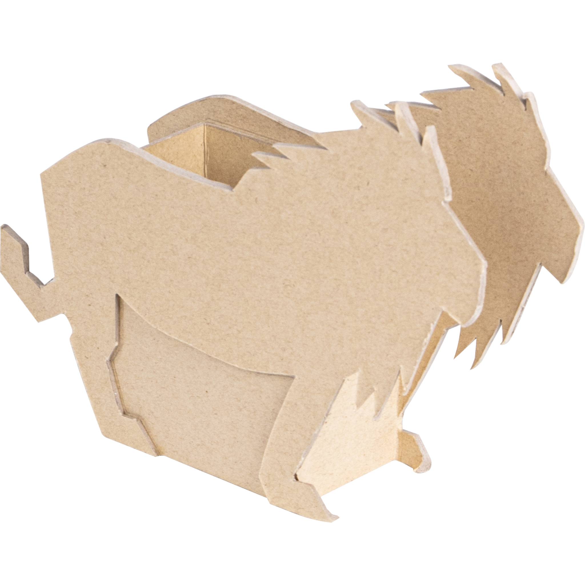Décopatch 5x Braunes Pappmaché, Stifteköcher Löwe 20x5x14cm - Kartonbraun AC911C