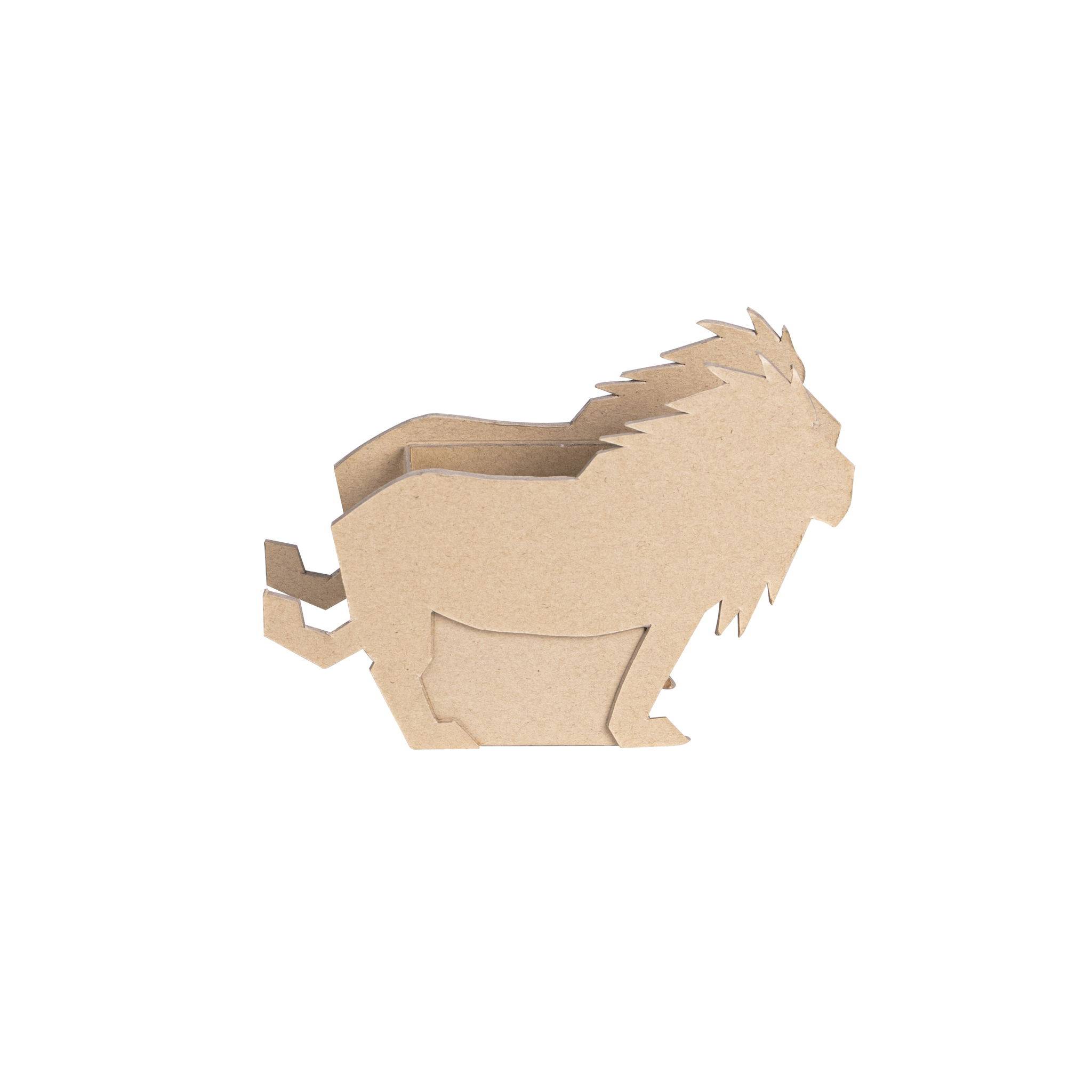 Décopatch 5x Braunes Pappmaché, Stifteköcher Löwe 20x5x14cm - Kartonbraun AC911C