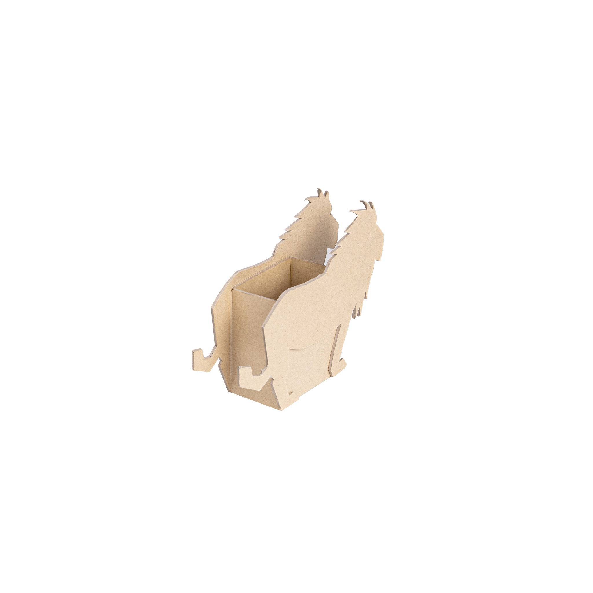 Décopatch 5x Braunes Pappmaché, Stifteköcher Löwe 20x5x14cm - Kartonbraun AC911C