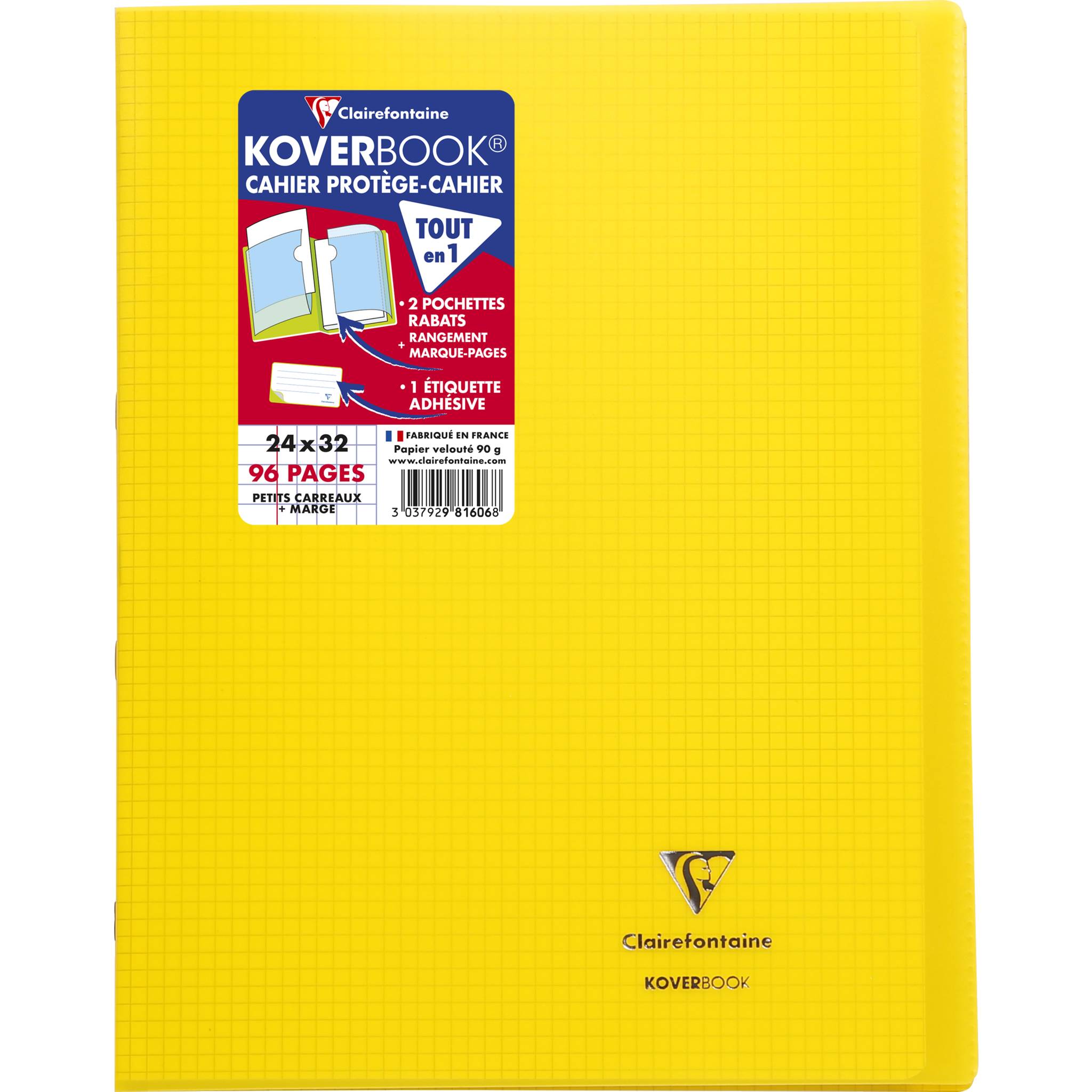 Clairefontaine 10x Koverbook, Heft 24x32cm, 48 Blatt 90g,kariert Gelb 981606C