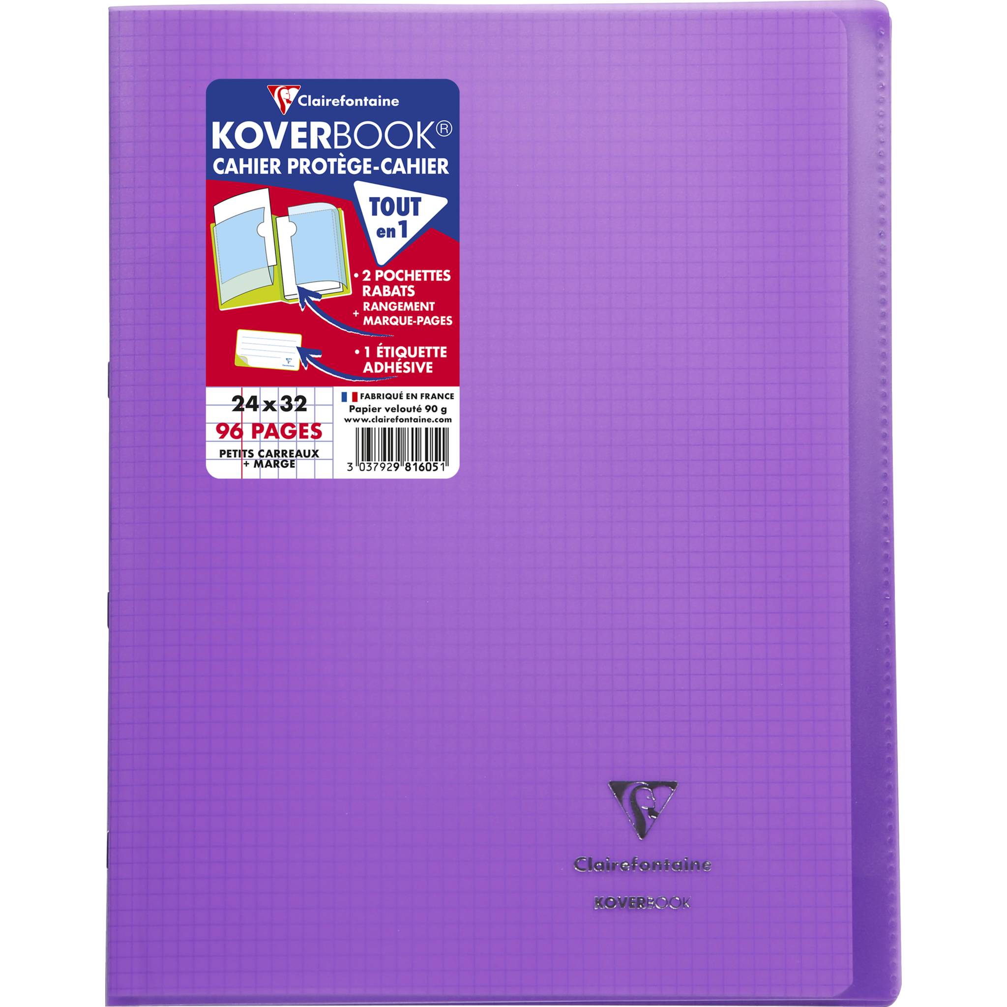 Clairefontaine 10x Koverbook, Heft 24x32cm, 48 Blatt 90g,kariert Violett 981605C