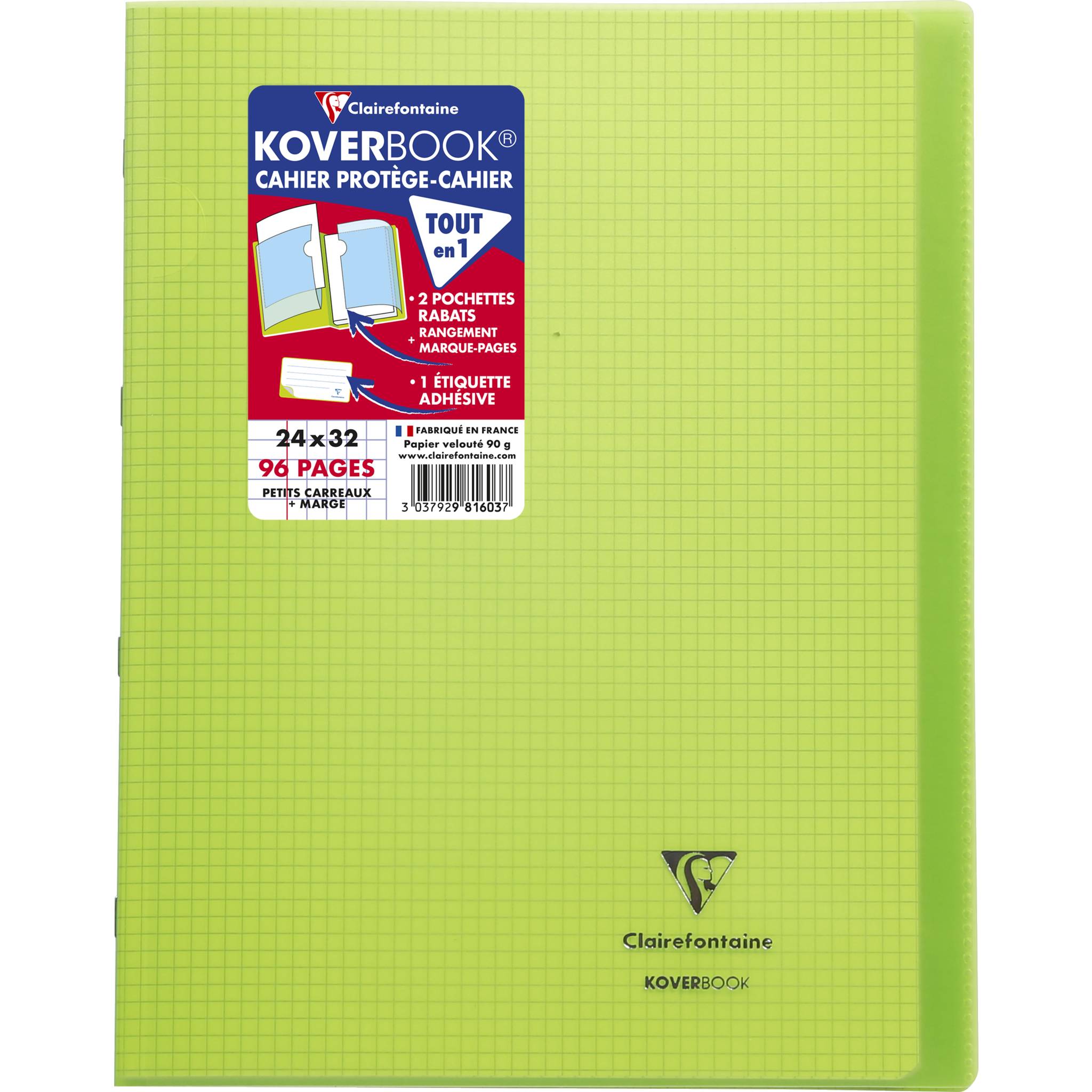 Clairefontaine 10x Koverbook, Heft 24x32cm, 48 Blatt 90g,kariert Grün 981603C