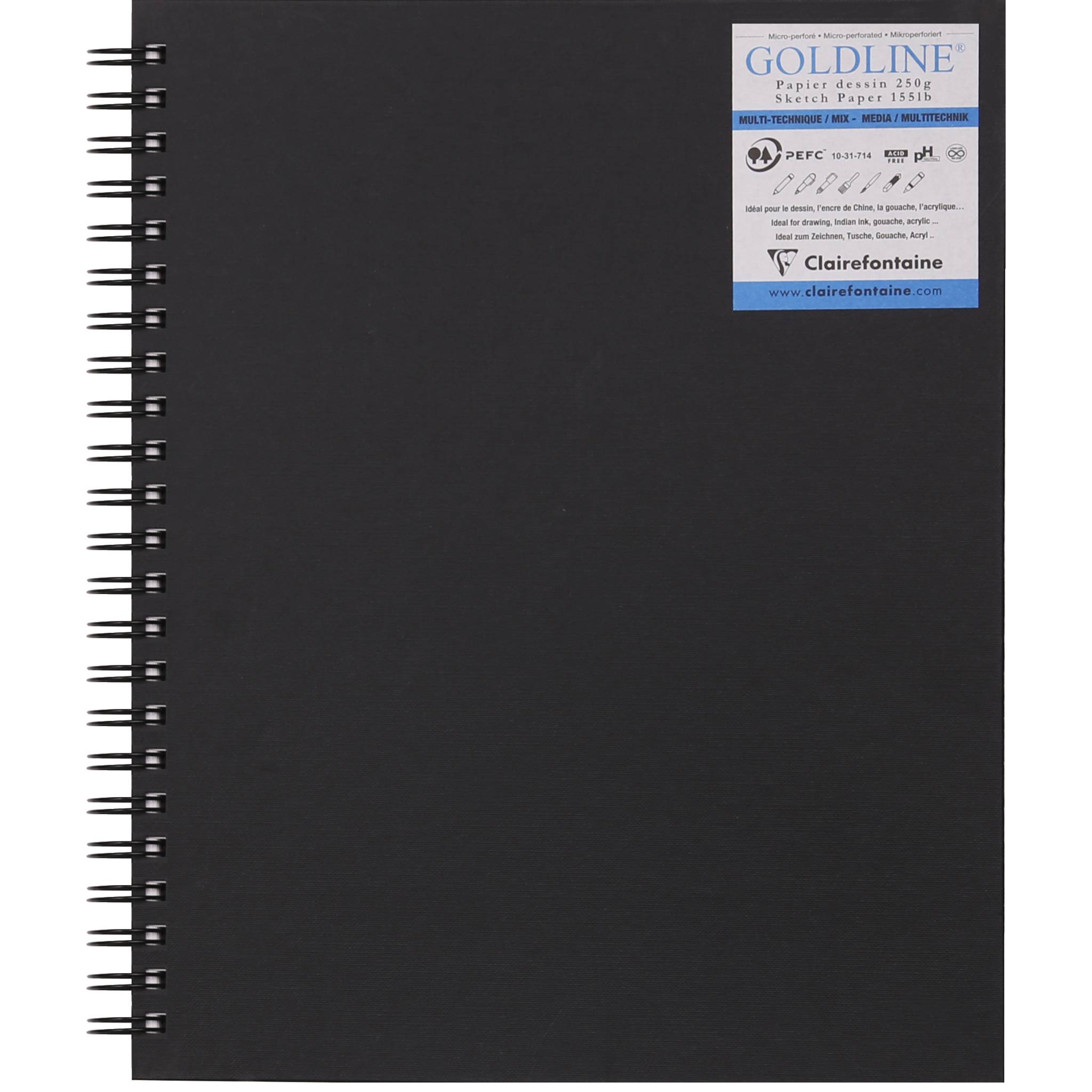 Clairefontaine 5x Skizzenbuch, 40 Blatt 22,9x30,5cm weiß Schwarz 960084C