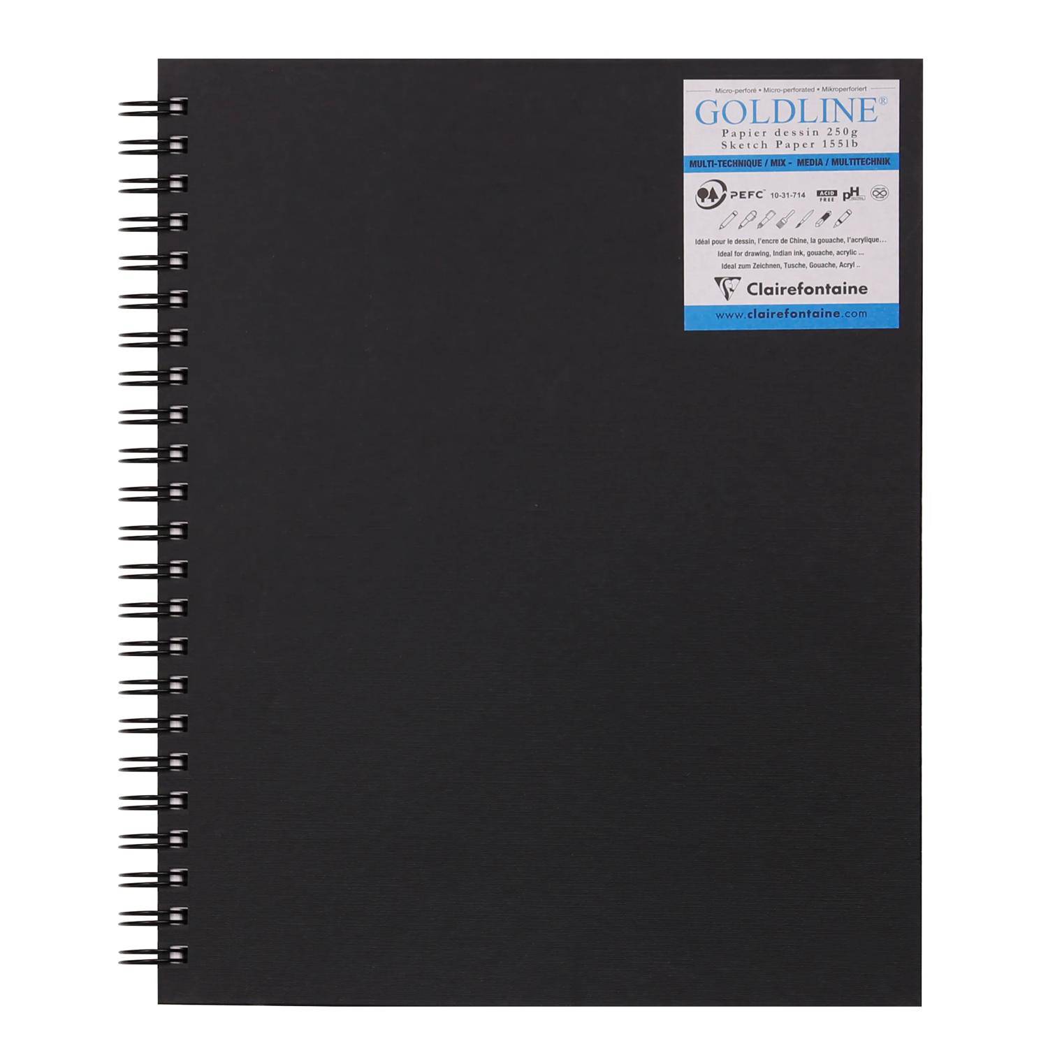 Clairefontaine 5x Skizzenbuch, 40 Blatt 22,9x30,5cm weiß Schwarz 960084C
