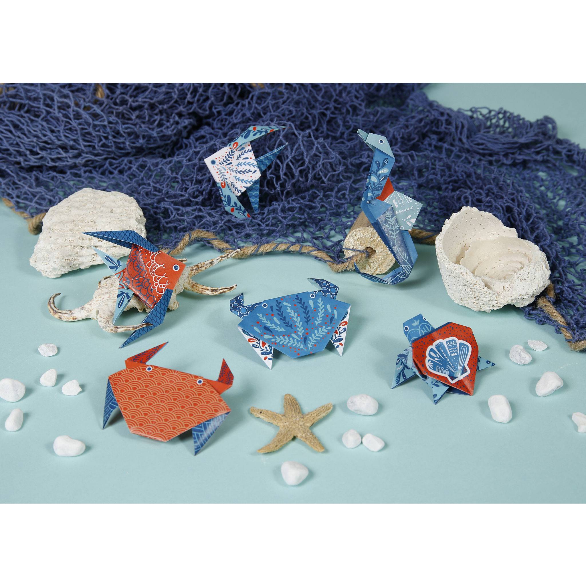 Clairefontaine 5x Origami, Pack. 60 Blatt in 3 Formaten Thema Meerestiere 95367C