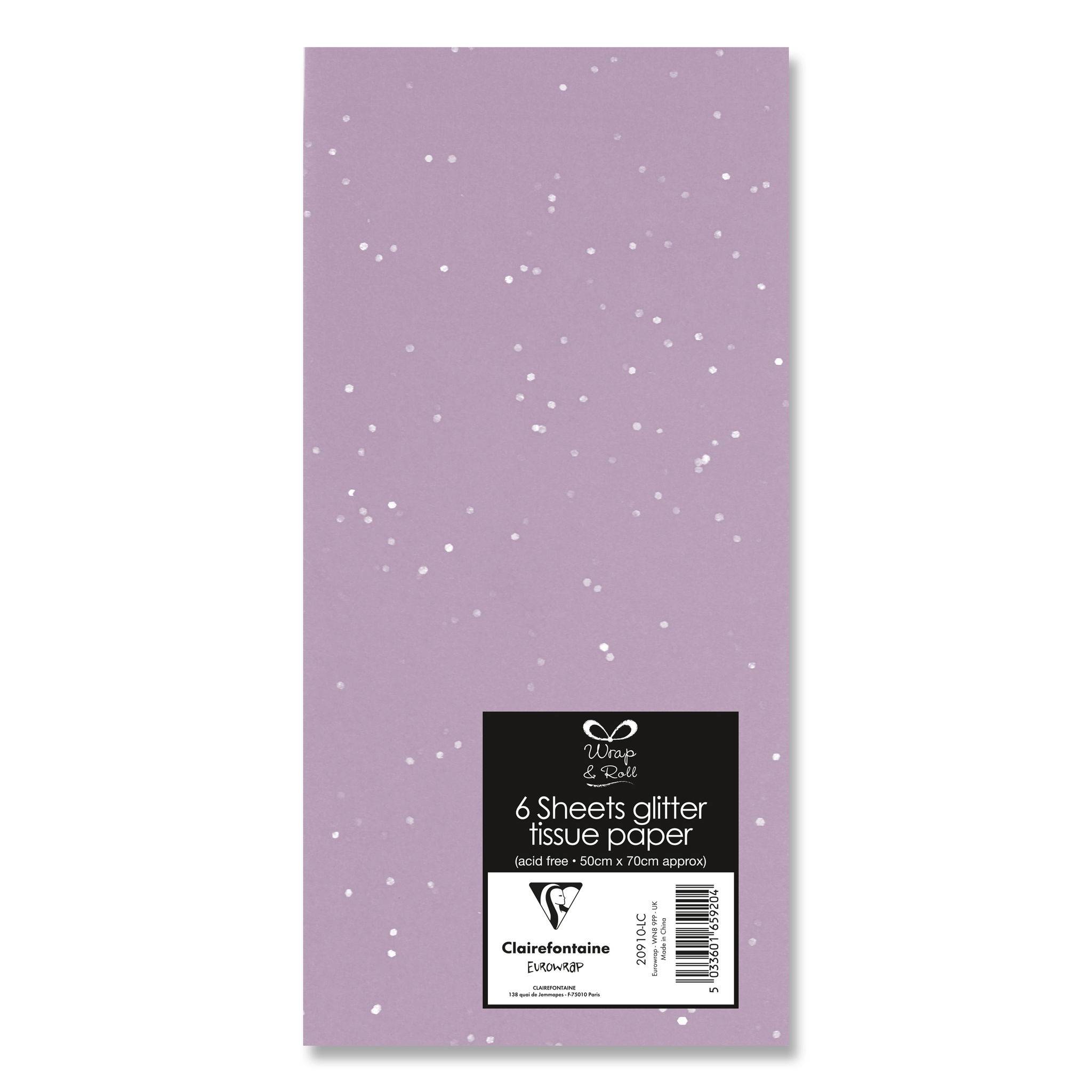 Clairefontaine 12x Pack. 6 Blatt Seidenpapier 50x70cm, Lila/Metallic - 20910-LC