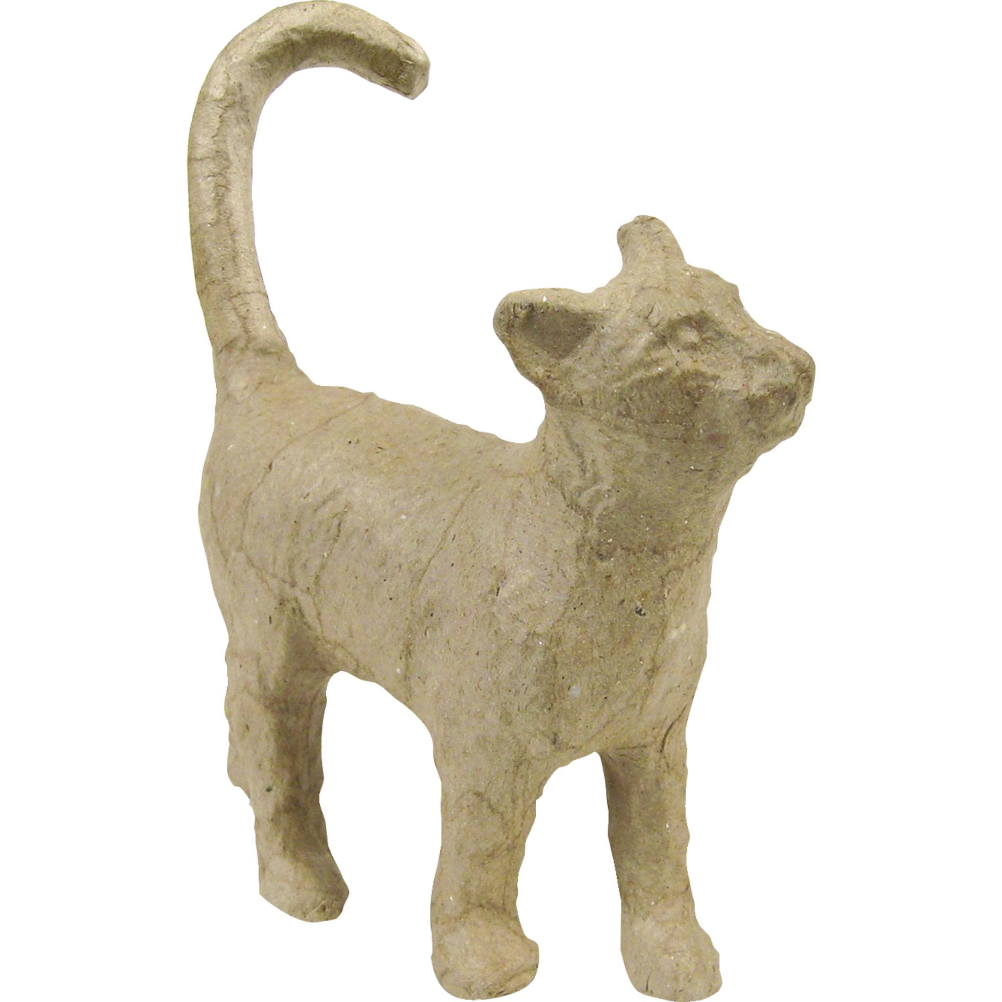 Décopatch 5x Kleines Pappmaché, braun, gehende Katze - Kartonbraun AP583O