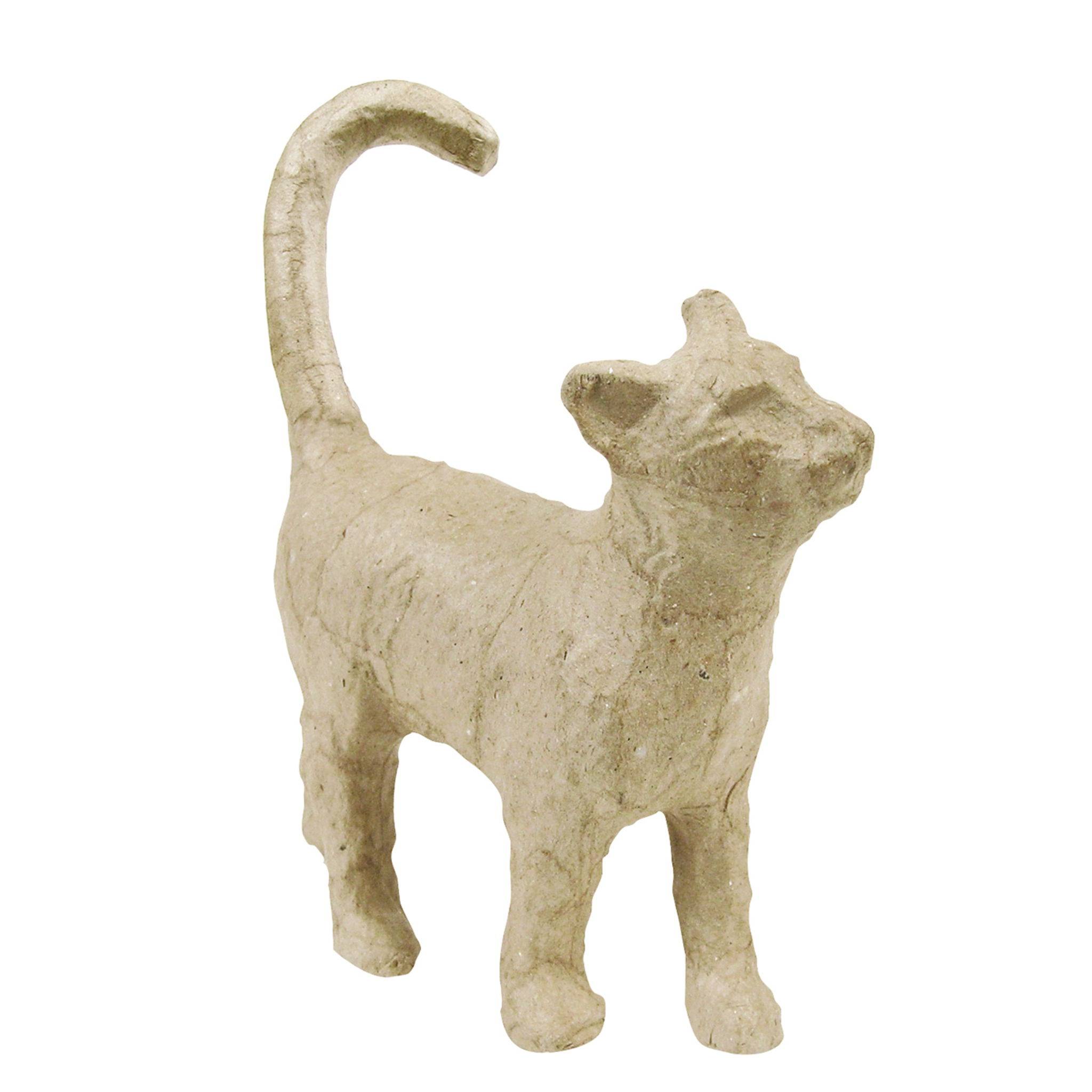 Décopatch 5x Kleines Pappmaché, braun, gehende Katze - Kartonbraun AP583O