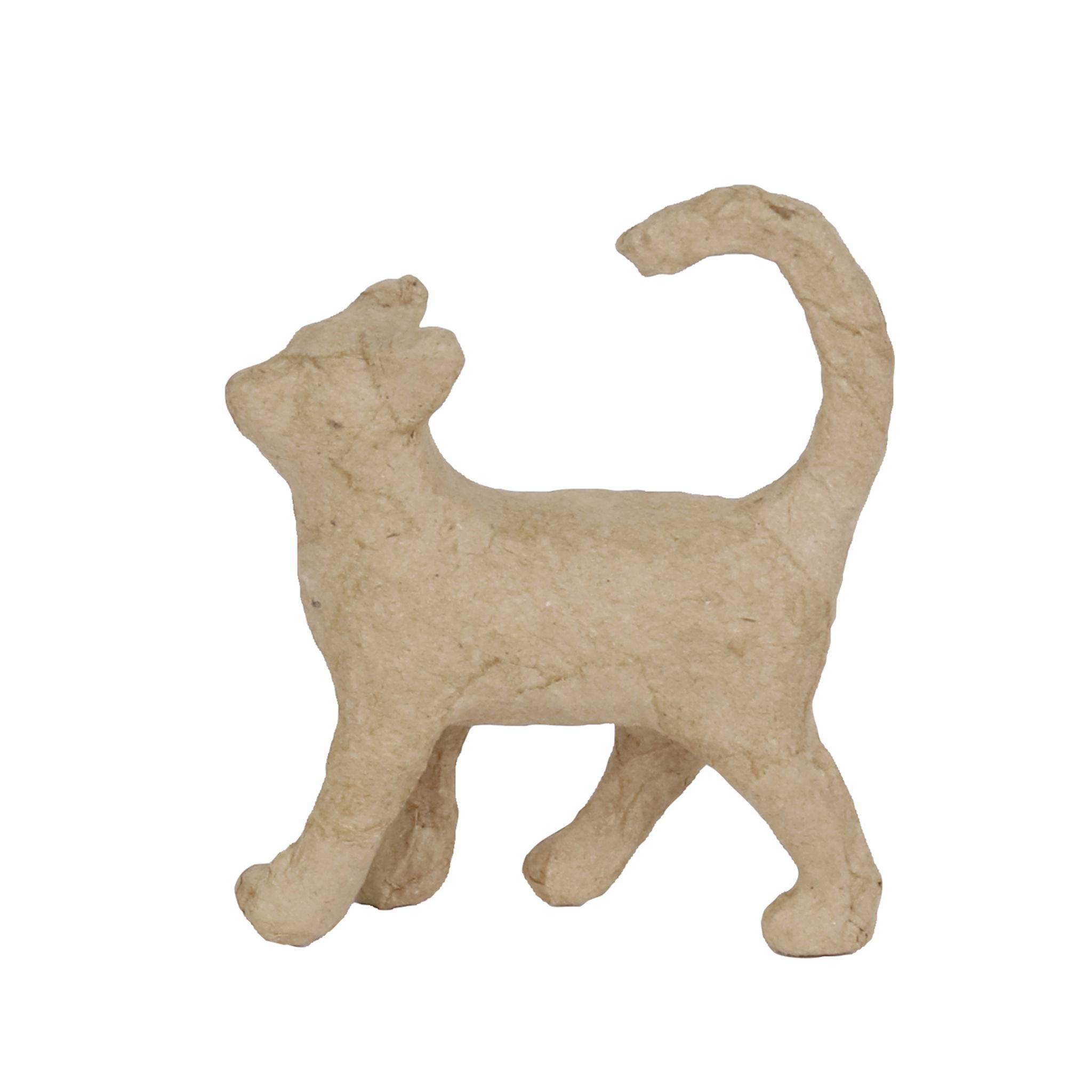 Décopatch 5x Kleines Pappmaché, braun, gehende Katze - Kartonbraun AP583O