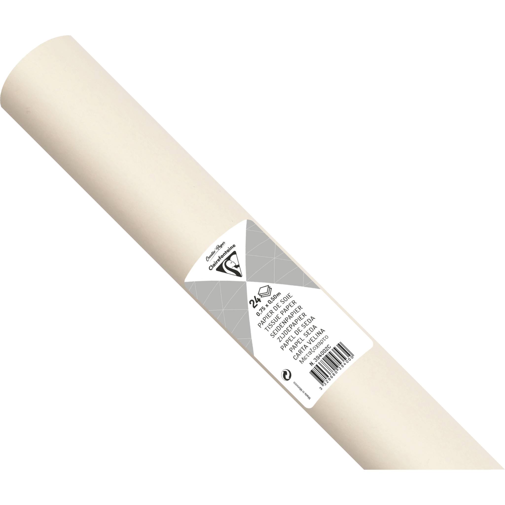 Clairefontaine 5x Seidenpapier Rolle 24 Bogen 18g/m2 50x75cm Elfenbein 394002C