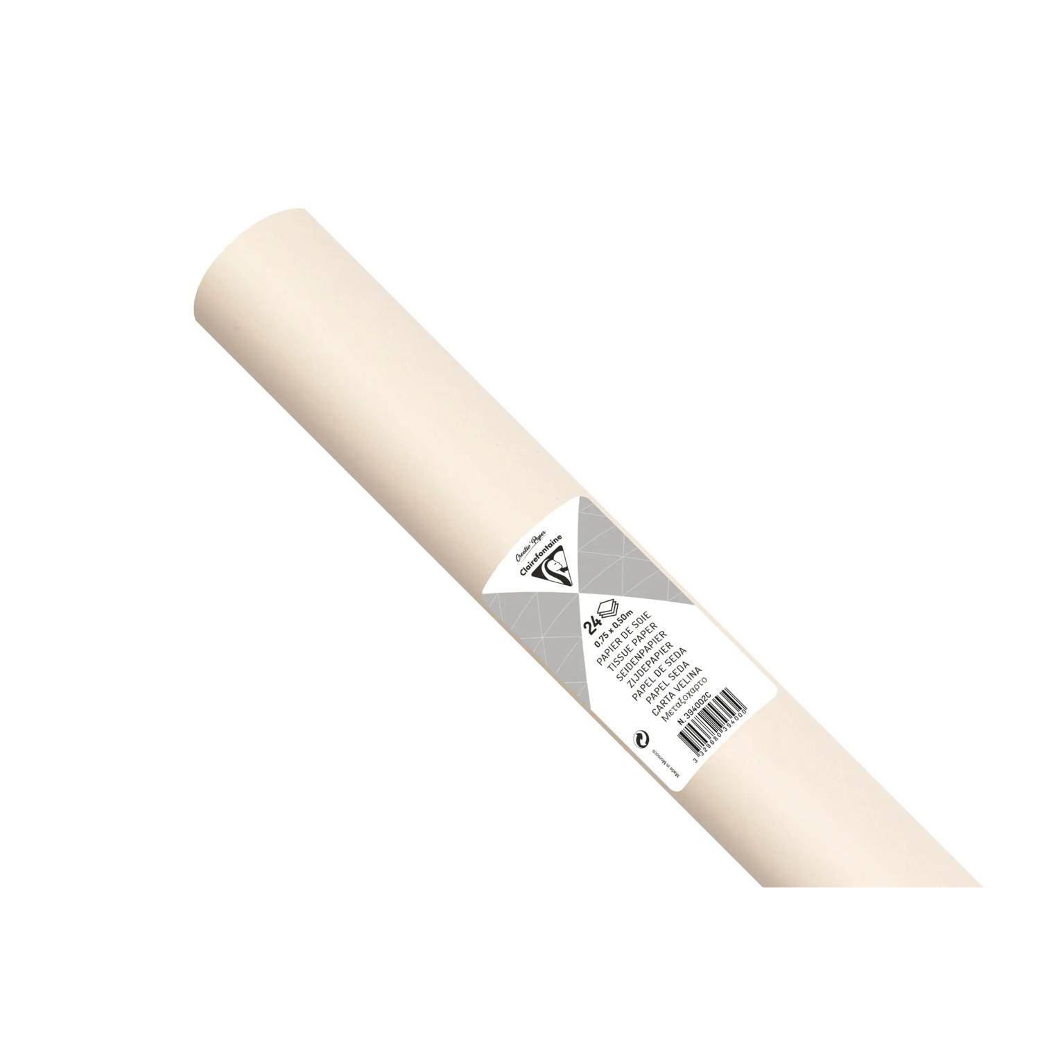 Clairefontaine 5x Seidenpapier Rolle 24 Bogen 18g/m2 50x75cm Elfenbein 394002C