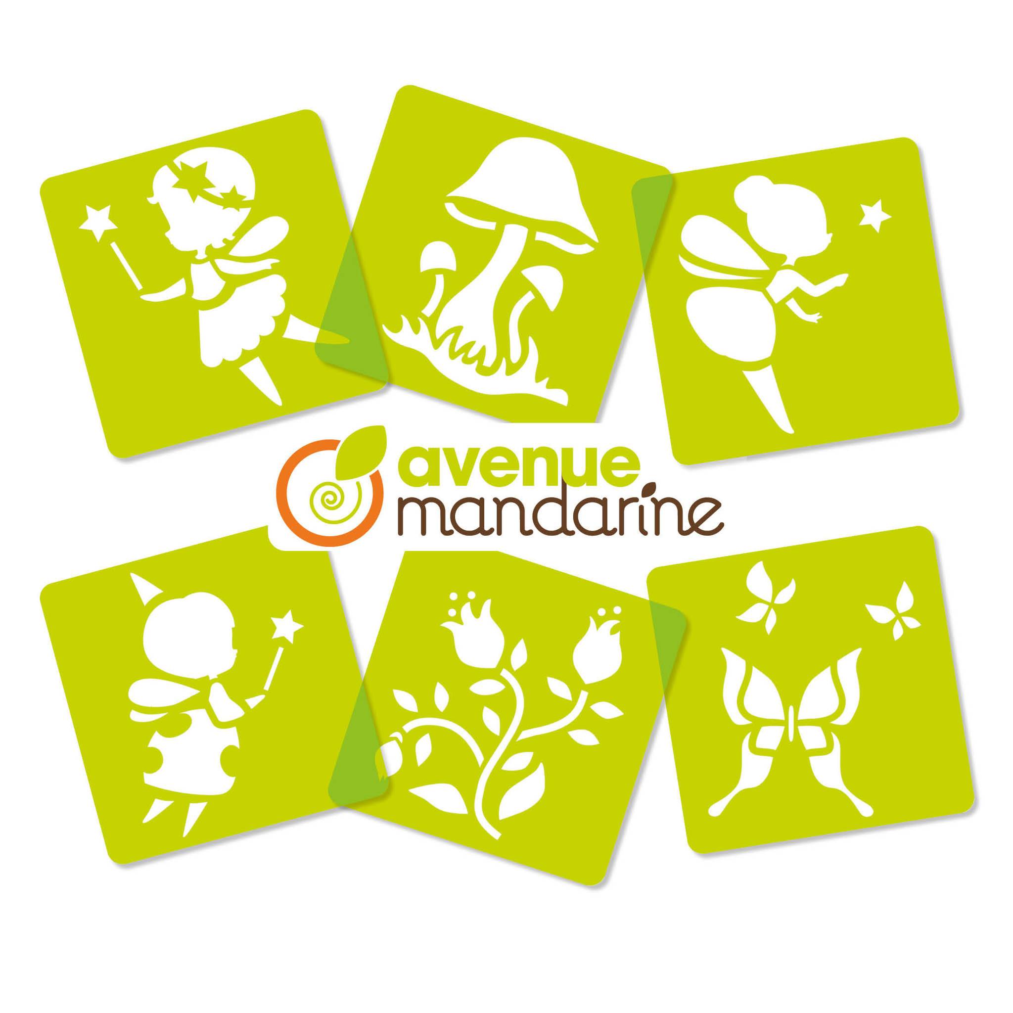 Avenue Mandarine 3x 6-teiliges Schablonenset für Kinder, Feen - Orange 42839O