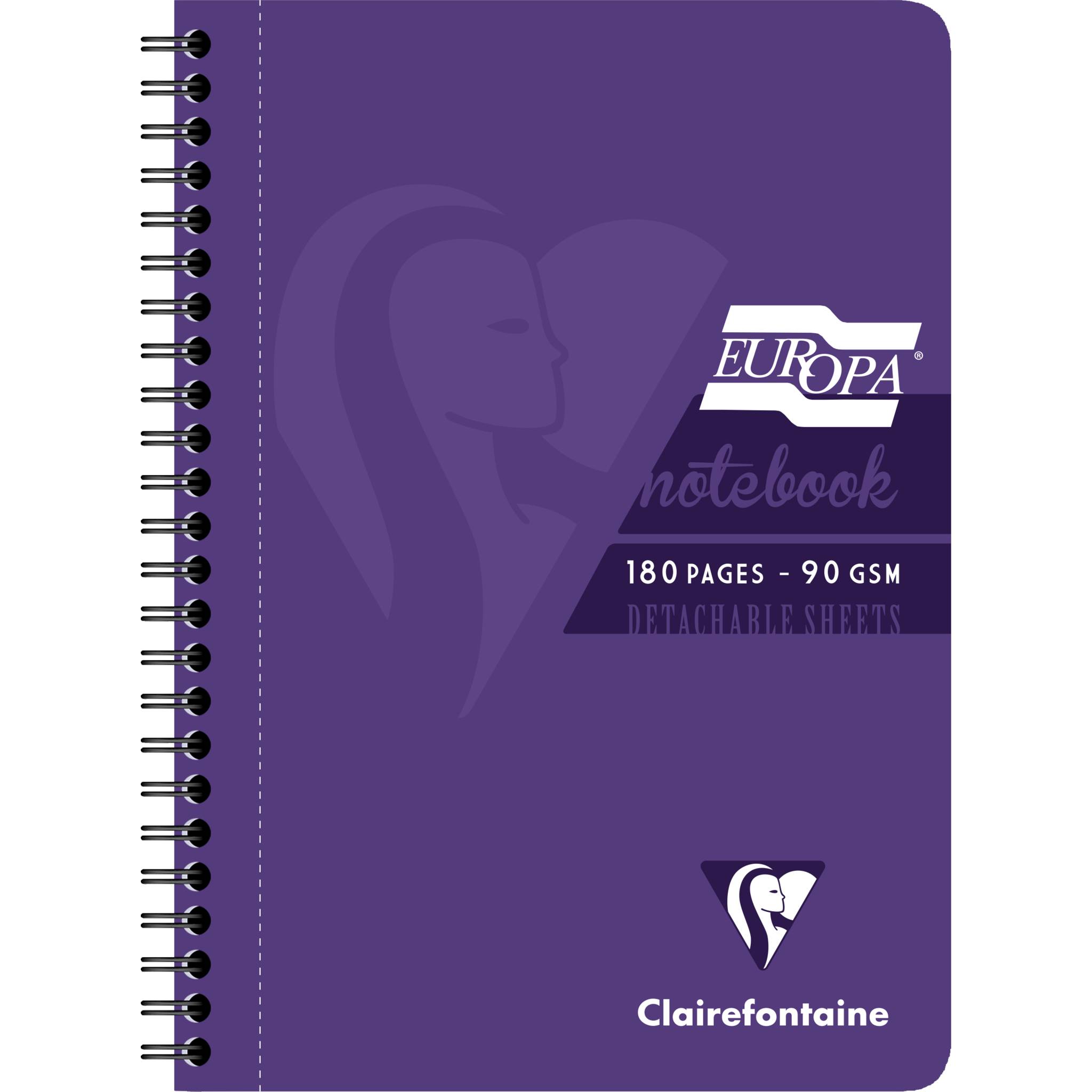 Clairefontaine 5x Spiralbuch A5, 90 Blatt liniert mit Rand Violett 5813Z