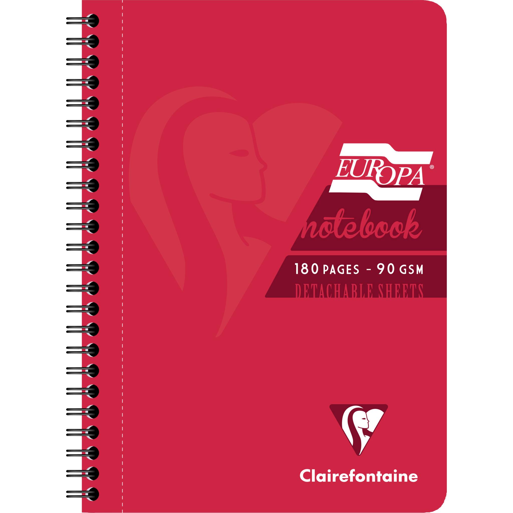 Clairefontaine 5x Spiralbuch A5, 90 Blatt liniert mit Rand Rot 5815Z