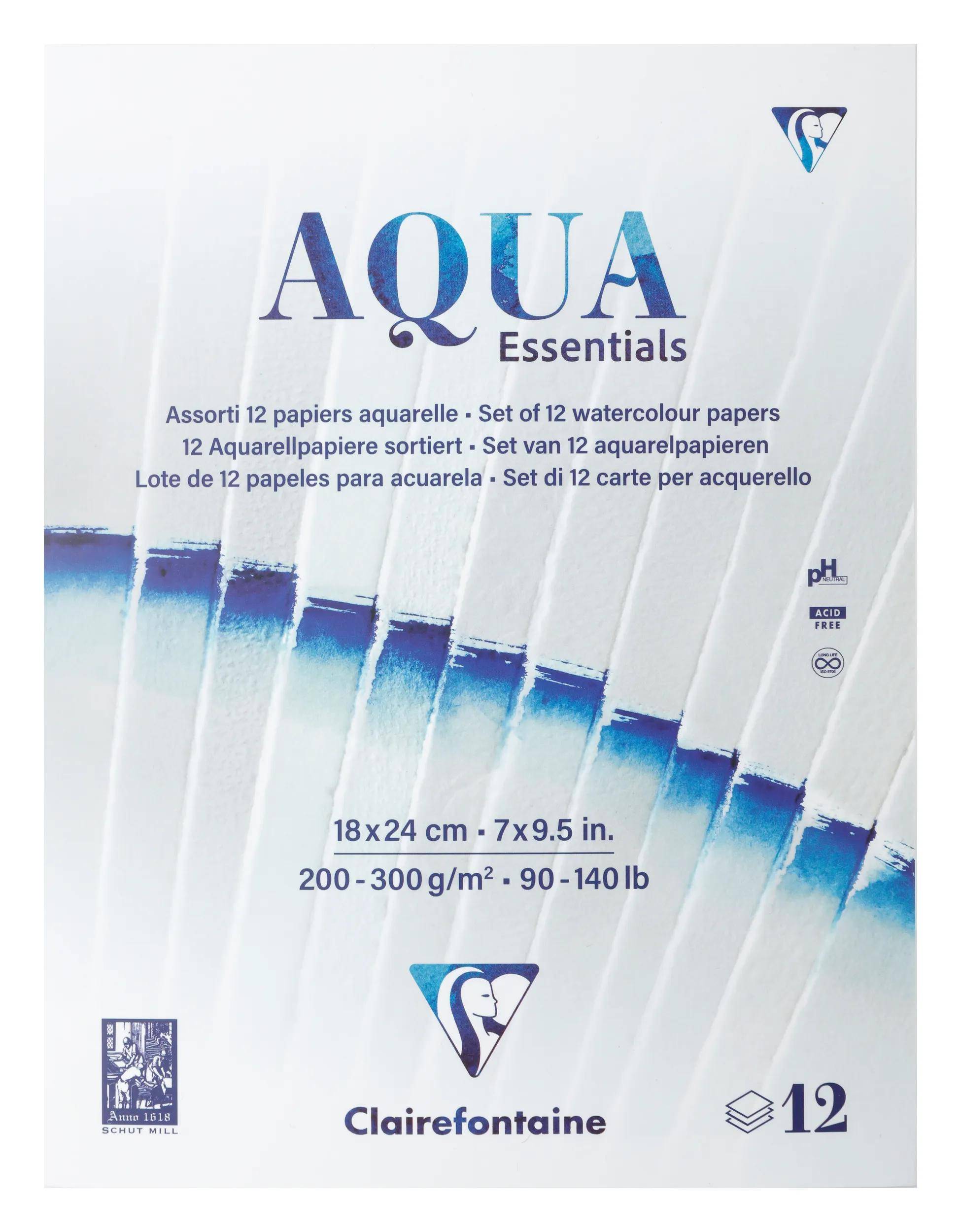 Clairefontaine 2x Block, 12 Aquarellpapiere, 18x24cm 12 Bl 200g-300g 976098C
