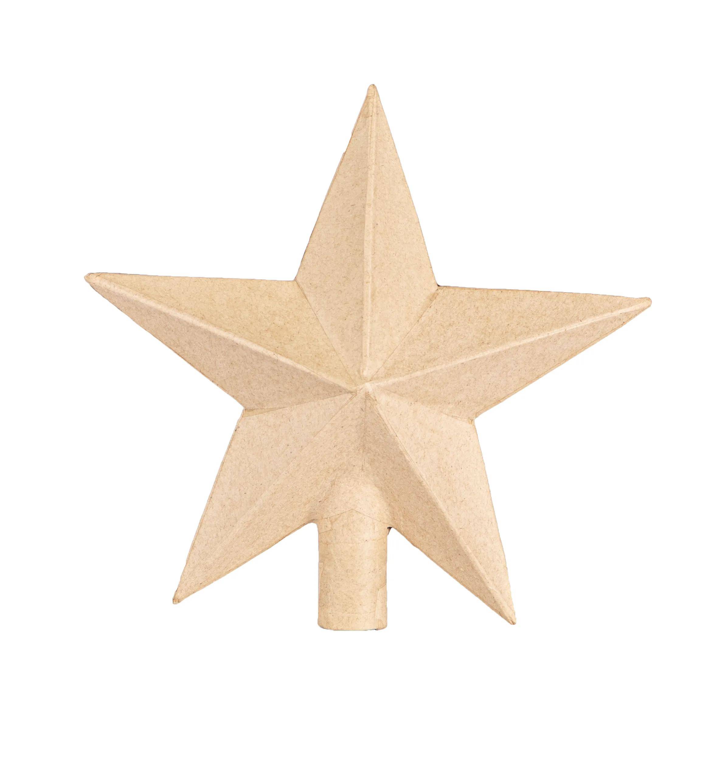 Décopatch 2x Pappmaché, Christbaumspitze, Stern, 20x6×20 cm Kartonbraun NO061C
