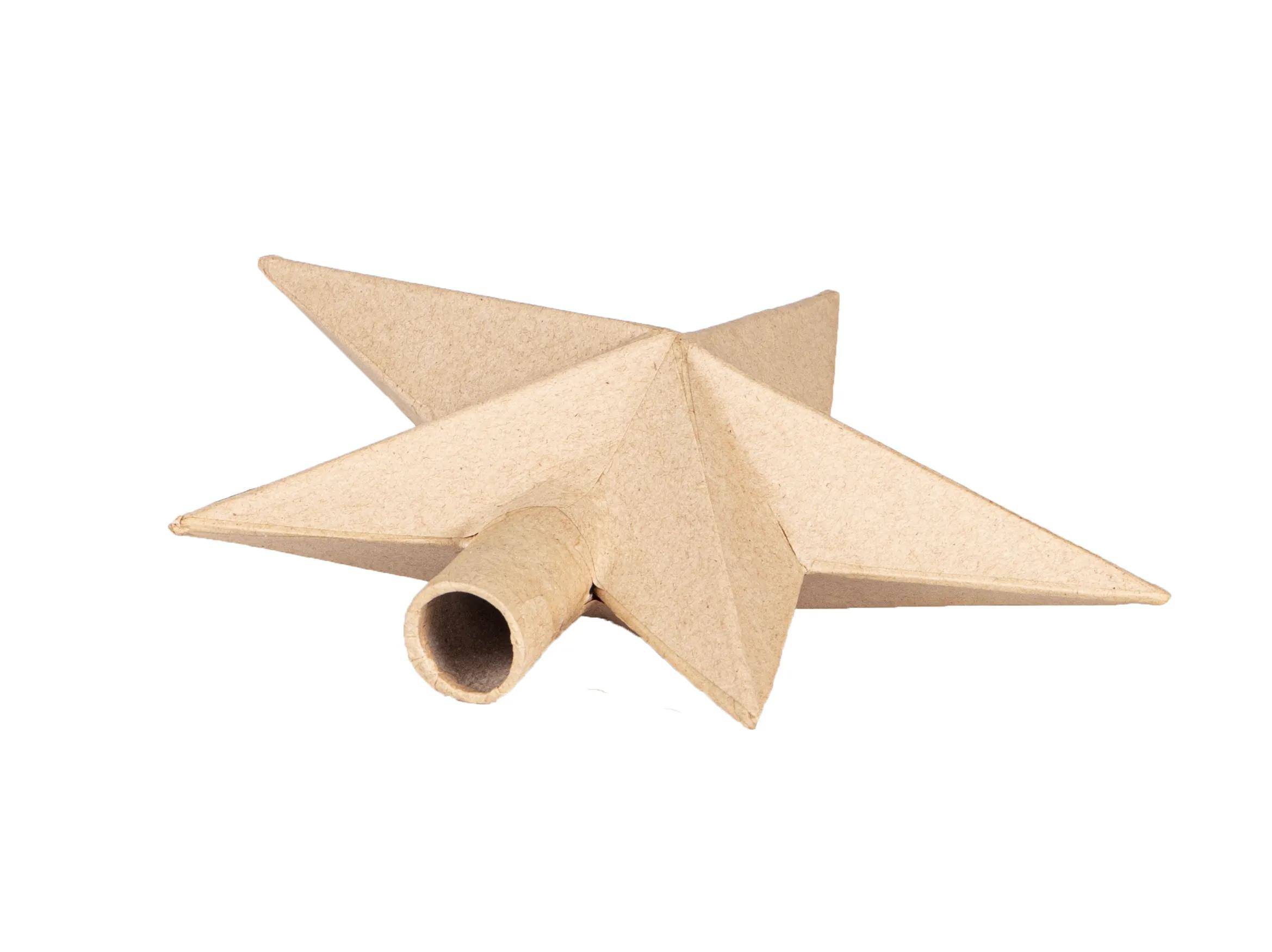 Décopatch 2x Pappmaché, Christbaumspitze, Stern, 20x6×20 cm Kartonbraun NO061C